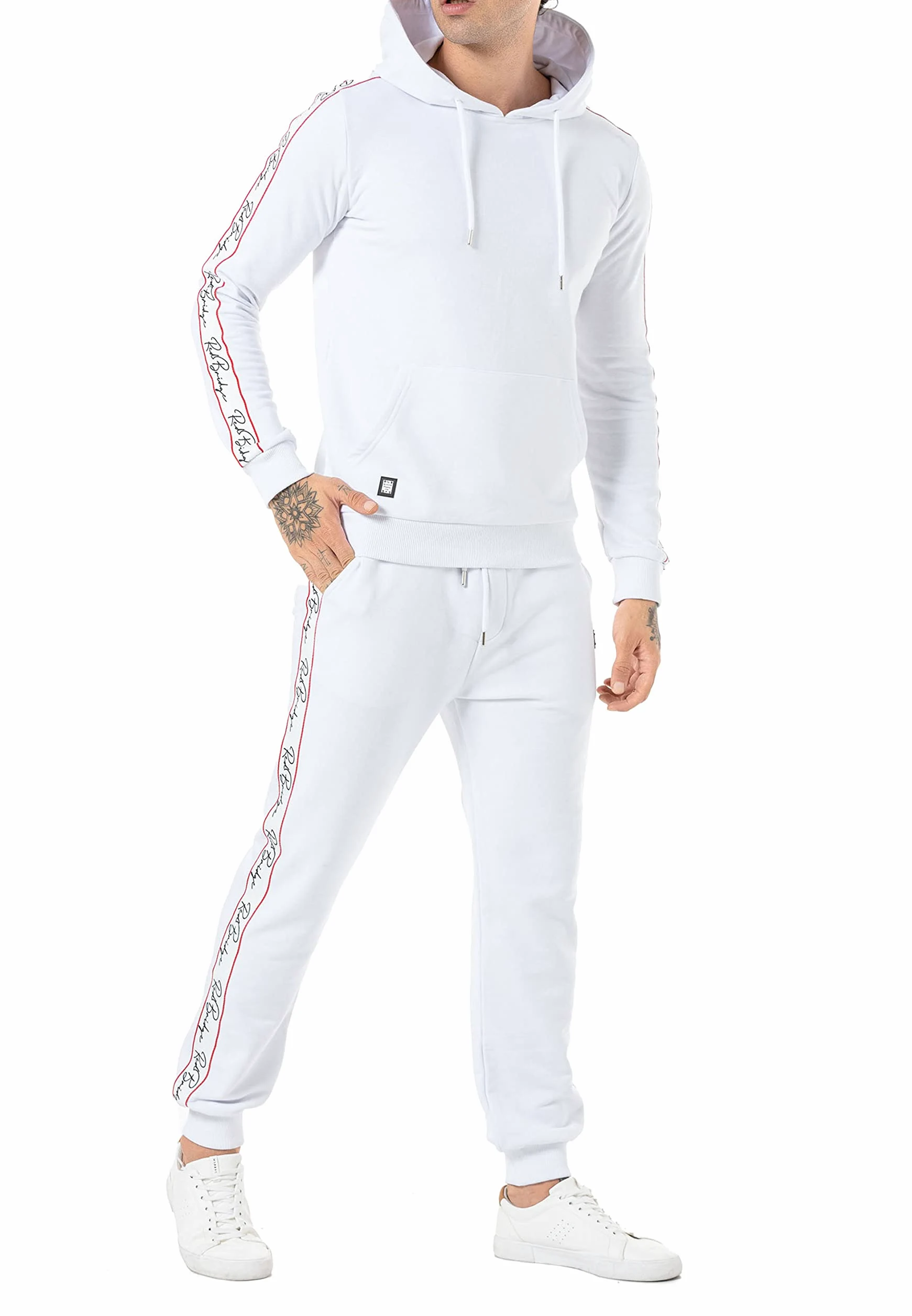 Redbridge Premium dres treningowy do biegania, 2 sztuki, z kapturem i spodnie kombinowane, Kolor biały, L