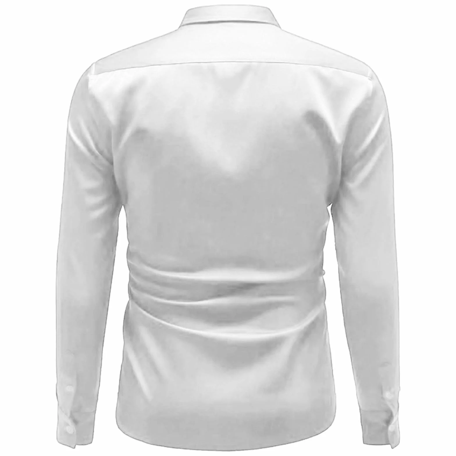 DENGJIAMY męskie koszule z długim rękawem moda jednolity kolor jedwab satyna błyszcząca koszula zapinana na guziki modny kołnierz topy odzież męska lato