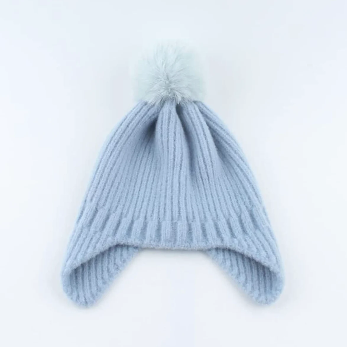 Czapka Beanie Czapka Zimowa Damska Ciepły Pluszowy Dzianinowy Szalik Zestaw Na Zimno Damskie Czapki Z Klapkami Na Uszy (Niebieski Jeden Rozmiar)
