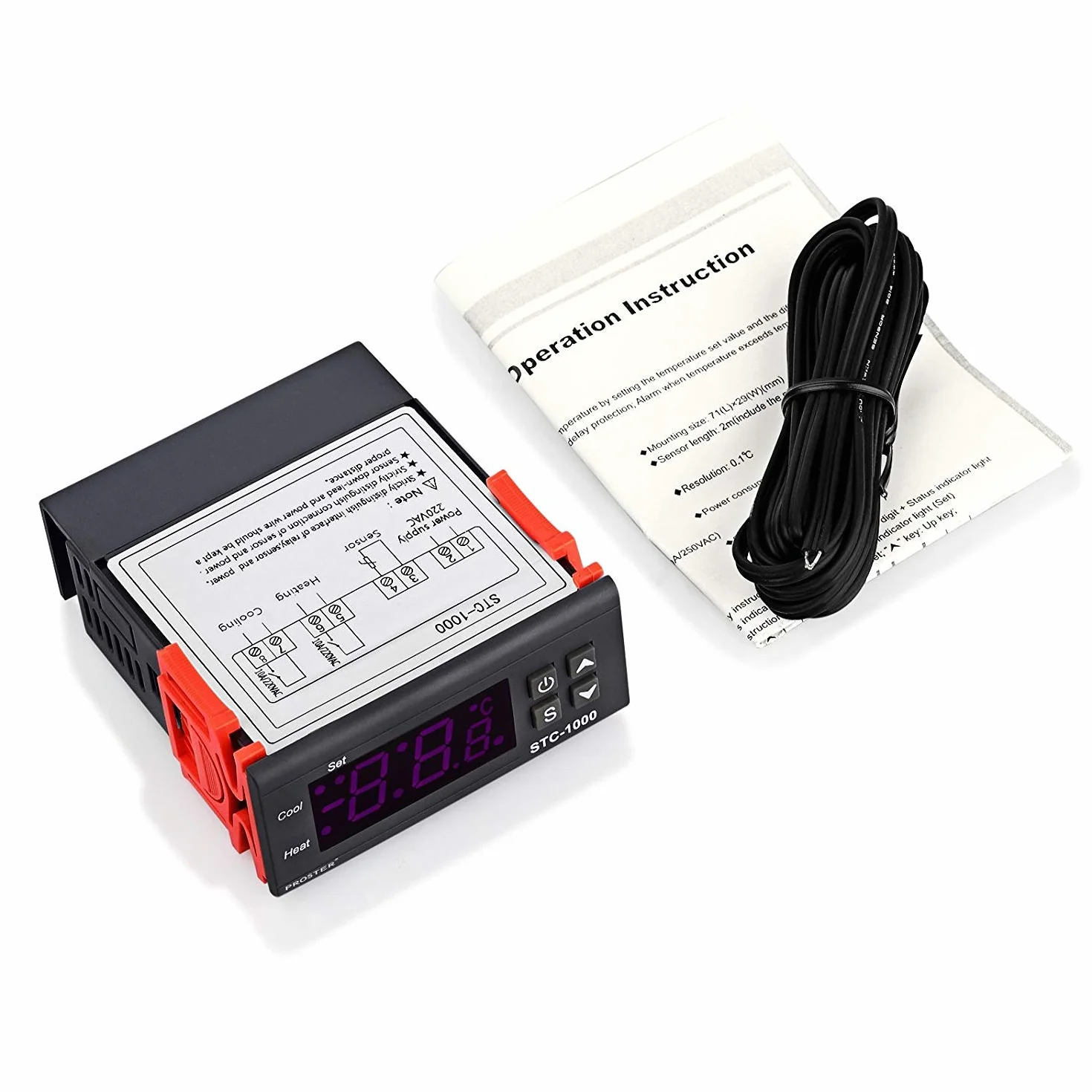 DollaTek Digital STC-1000 220V Termostat regulatora temperatury uniwersalny z czujnikiem
