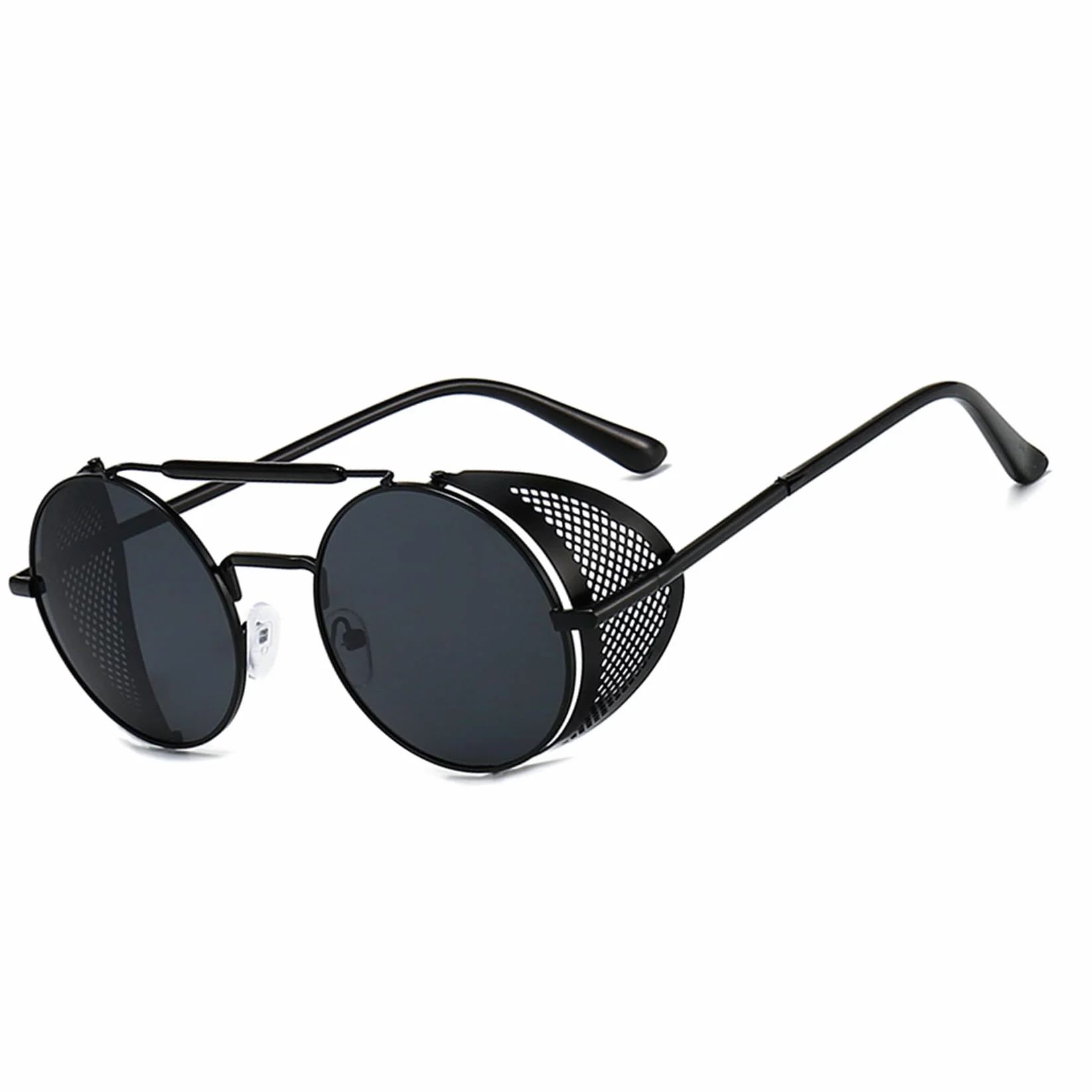 Retro Steampunk Okrągłe Okulary Przeciwsłoneczne Damskie Męskie, Vintage Spolaryzowane Okulary Przeciwsłoneczne dla Kobiet Mężczyzn UV400 Ochrona