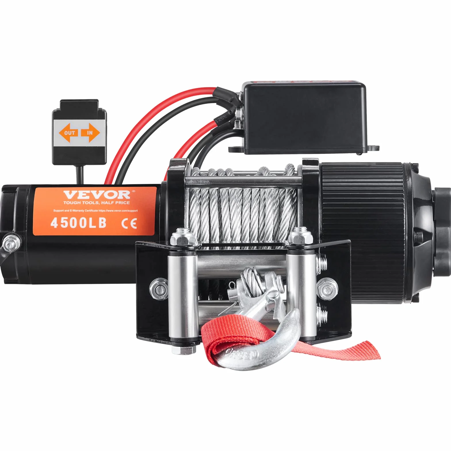 VEVOR Wciągarka elektryczna VEVOR 12 V 4500 lb 2041 kg z bezprzewodowym pilotem Wciągarka linowa IP55 Wodoodporna z przewodowym sterownikiem do holowania przyczep ATV SUV Ciężarówki Jachty Łodzie