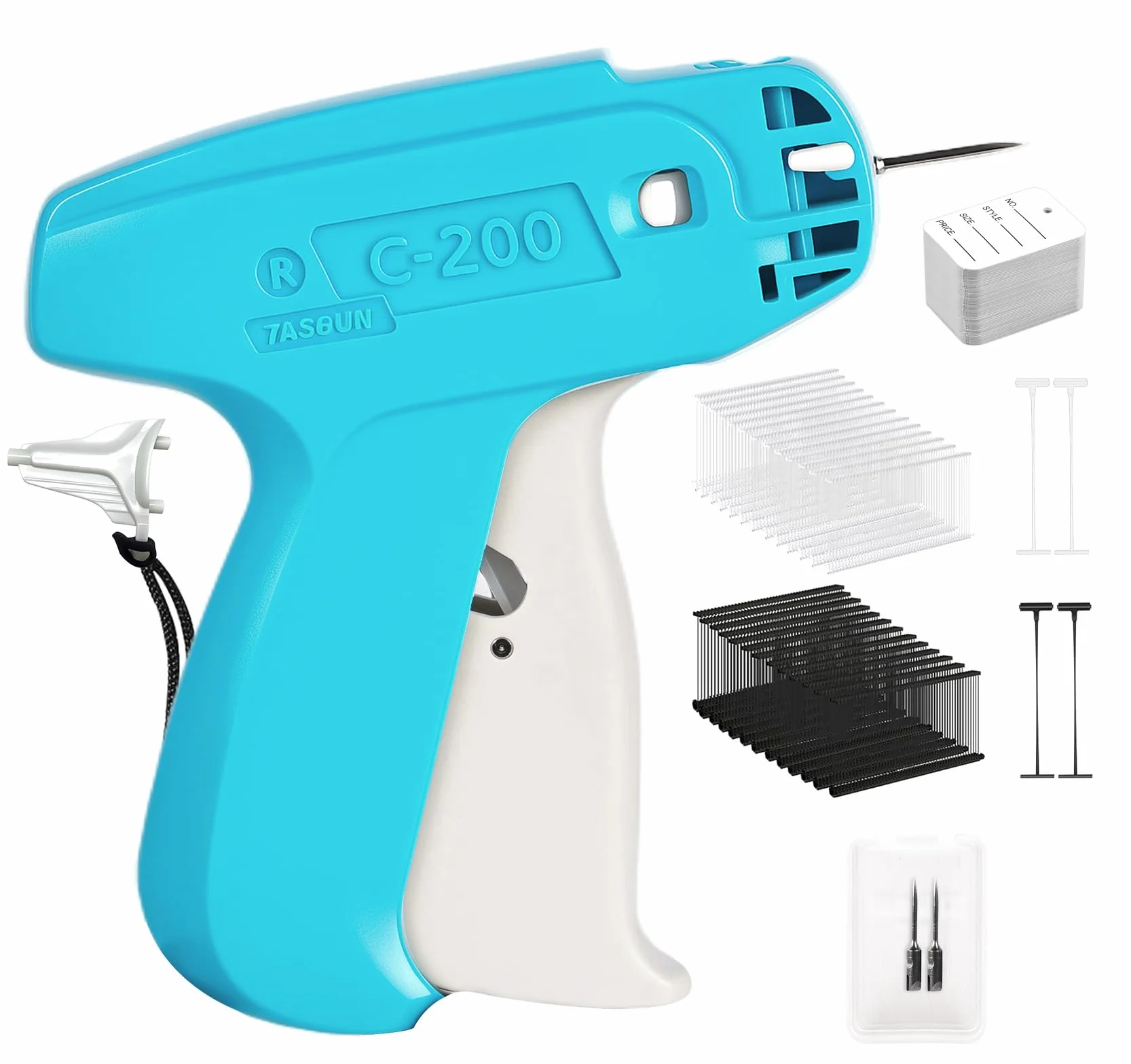 Etykieciarka Pistolet do etykietowania odzieży, pistolet do odzieży Pistolet cenowy, etykiety marki ubrania z 2 igłami, 3000 nitek wiosłowych, 250 metek cenowych