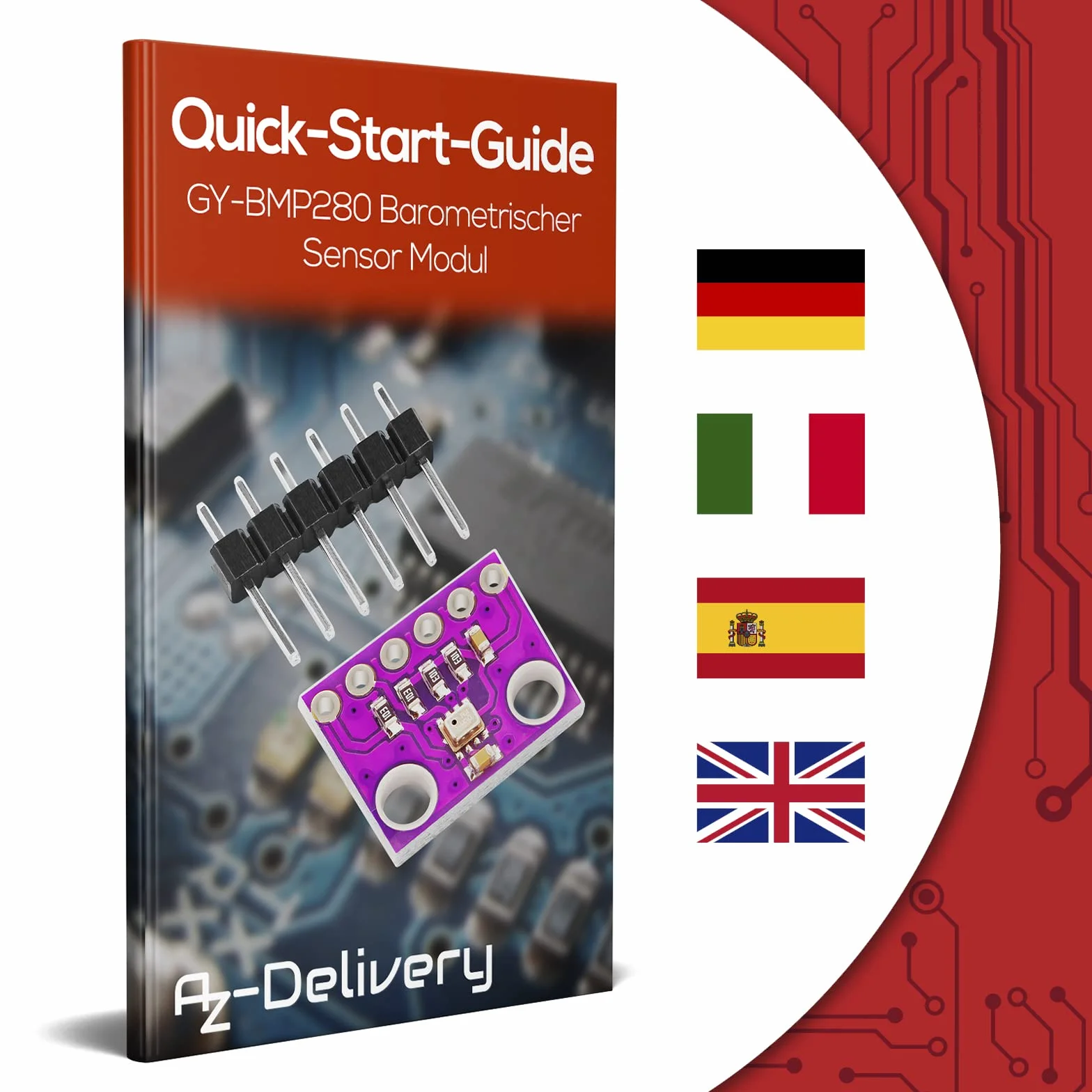 AZDelivery GY-BMP280 Czujnik barometryczny do pomiaru ciśnienia powietrza kompatybilny z Arduino i Raspberry Pi wraz z e-Book!