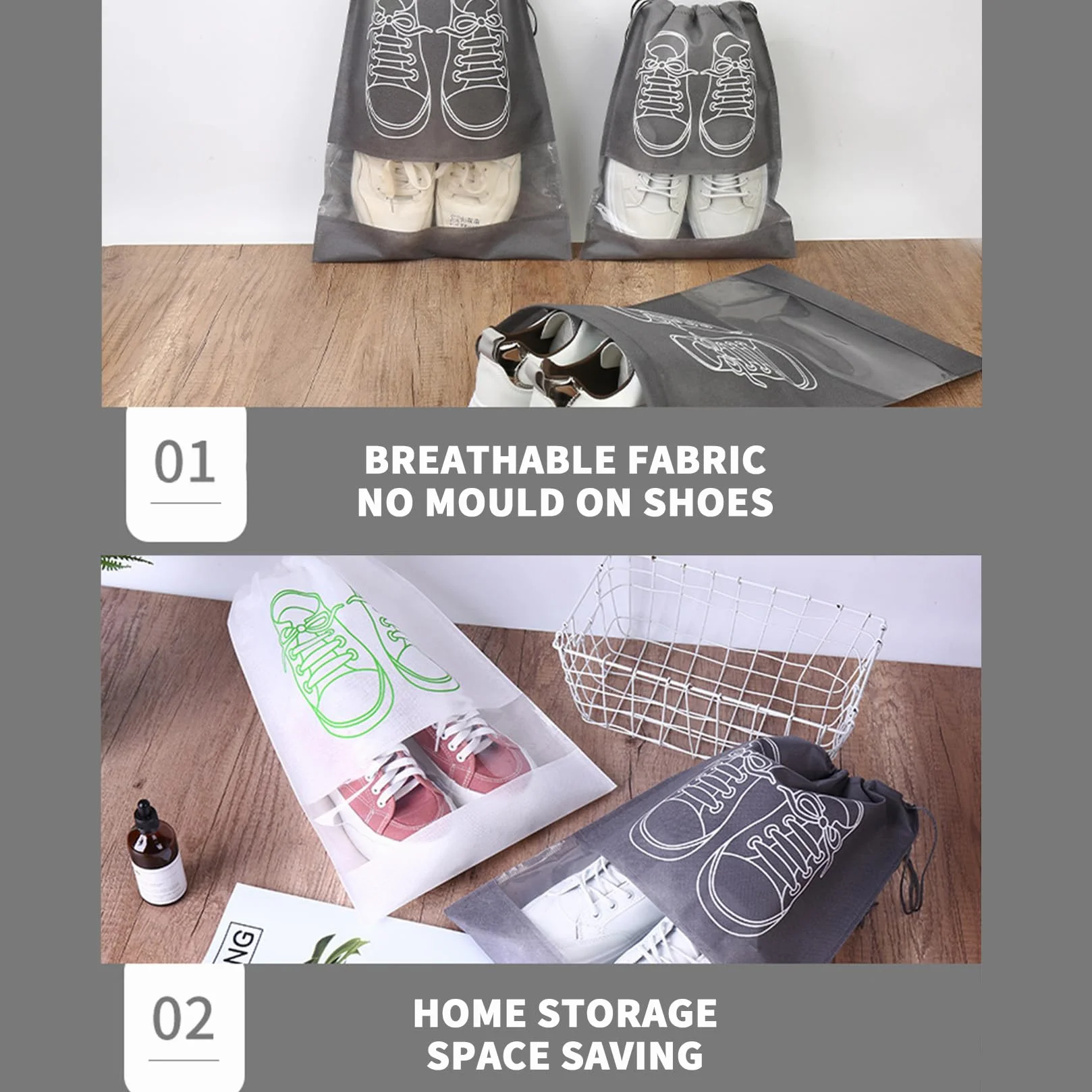 10 sztuk podróżnych worków na buty, torby na buty ze sznurem do ściągania, pyłoszczelne worki do podróży, akcesoria do pakowania, organizer walizki