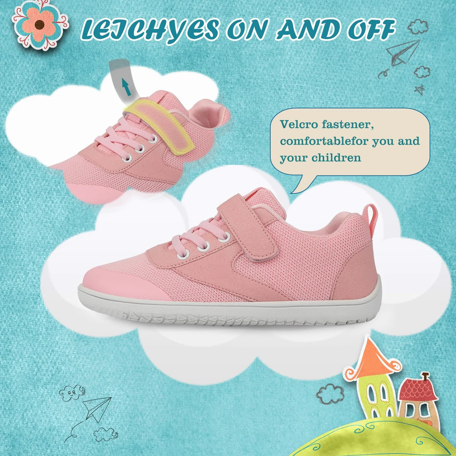 AONEGOLD Buty Boso Chłopcy Dziewczęta Oddychające Lekkie Elastyczne Wygodne Buty Do Biegania Antypoślizgowe Buty Do Biegania Sneakers
