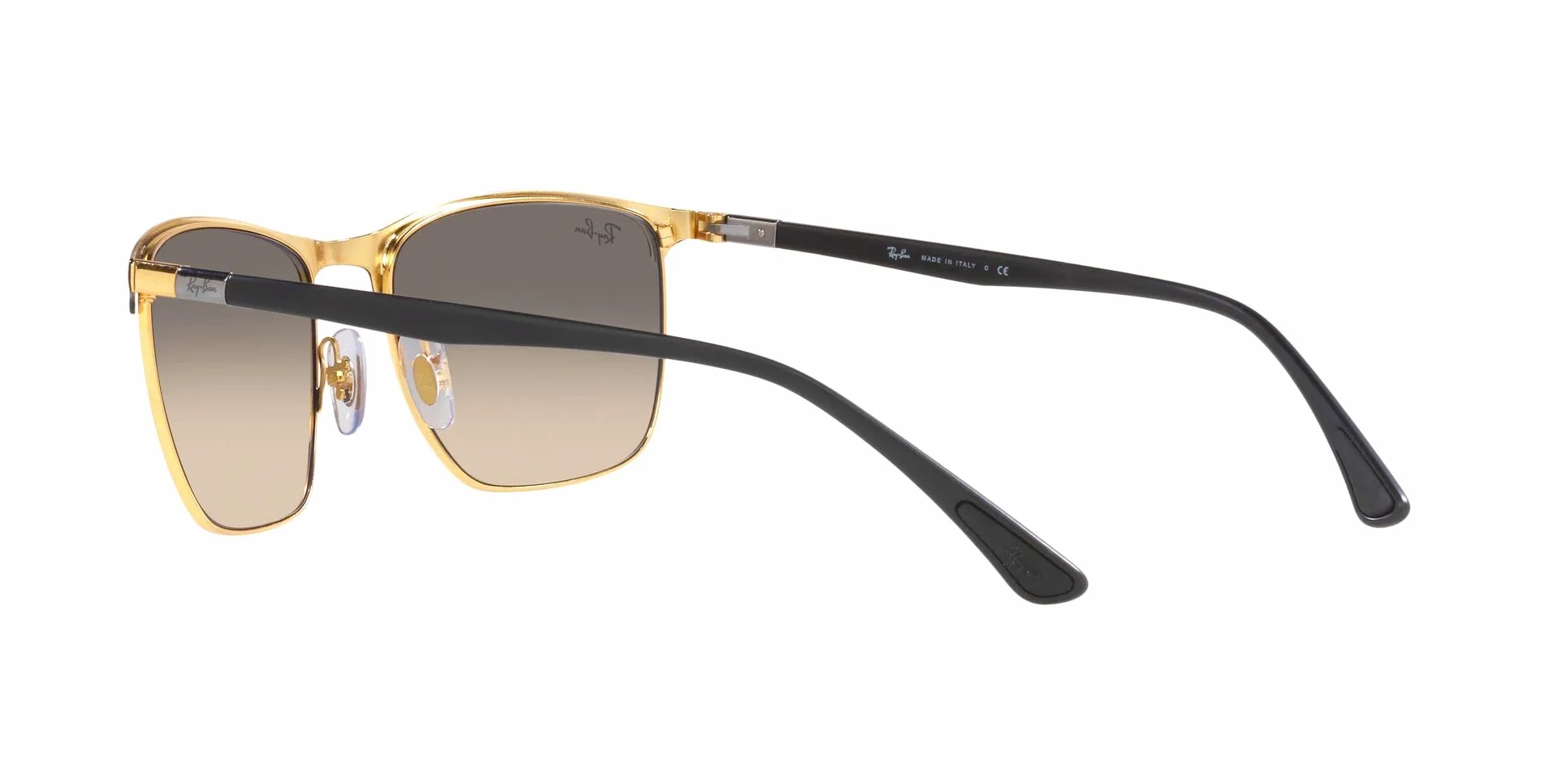 Ray-Ban RB3686 kwadratowe okulary przeciwsłoneczne - 57 mm, Czarny na złotym/przezroczysty gradient szary, 57 mm