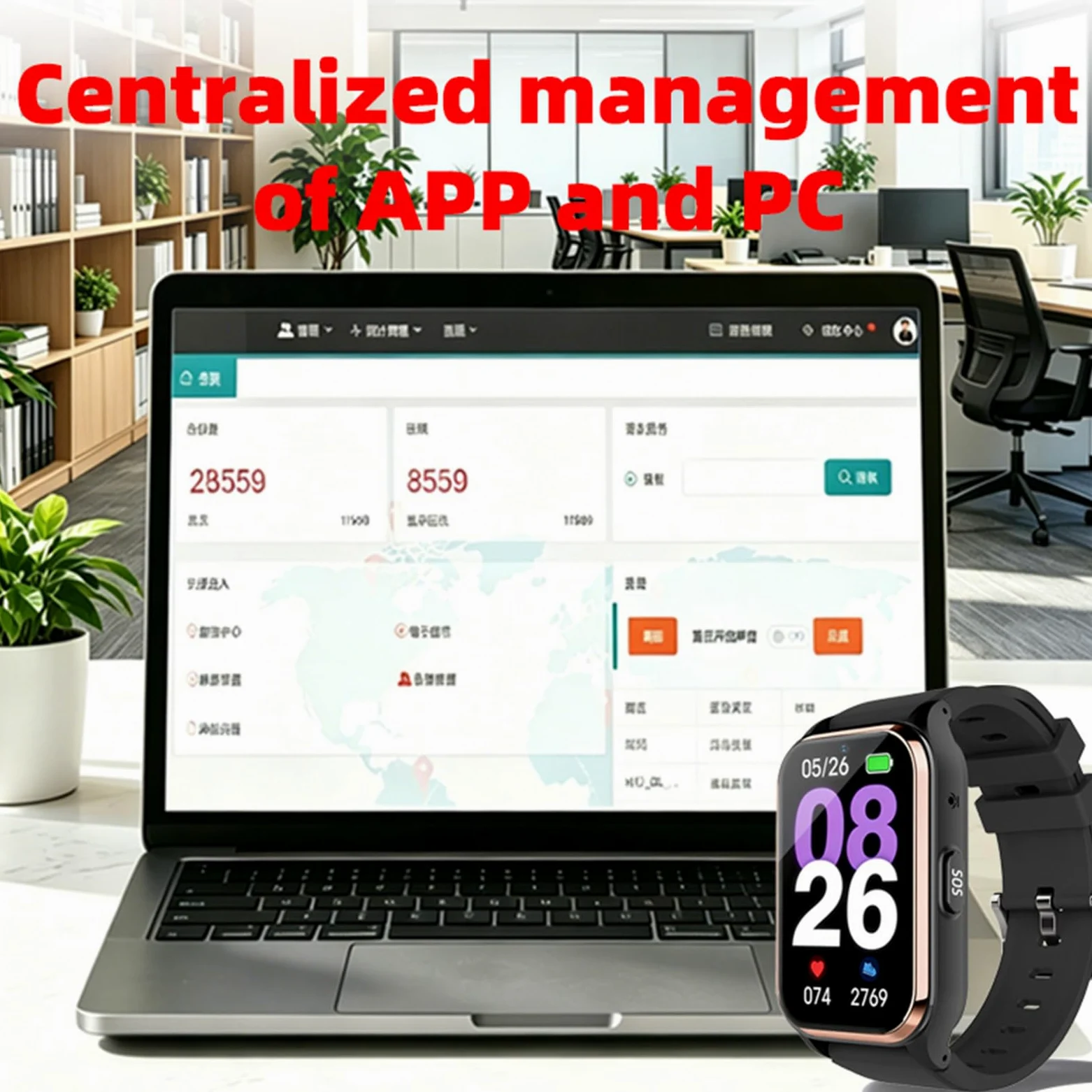 Inteligentny zegarek z alarmem dla seniorów, wykrywający upadek, z lokalizacją GPS i alertem SOS, pulsometrem/ciśnieniomierzem i śledzeniem lokalizacji