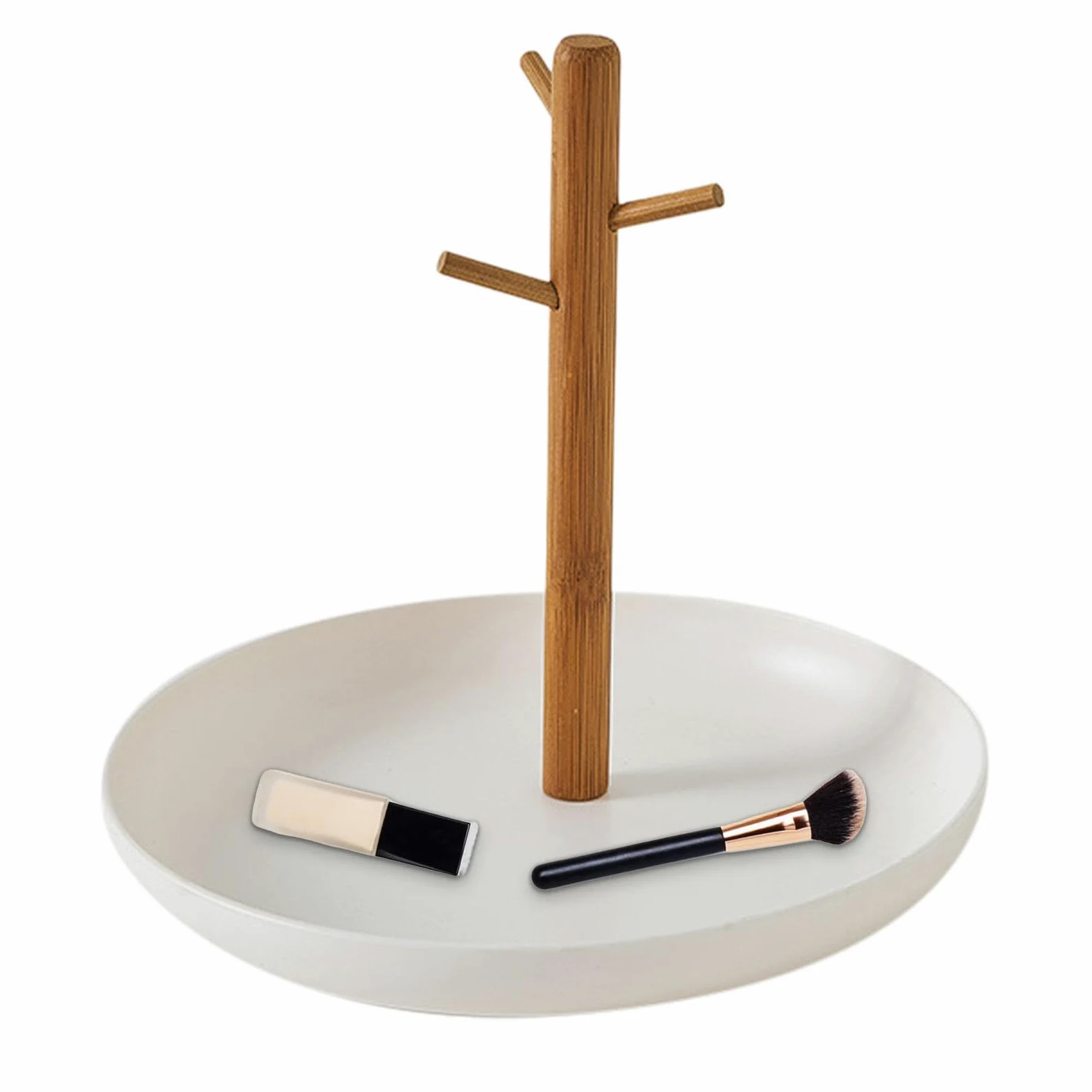 Générique Uchwyt na klucz, miska na klucze, walizka na stół, drewniany 3-poziomowy organizer bambusowy, pojemnik na perfumy, stojak na drewno, biżuteria, portfel, telefon, eleganckie rozwiązanie do