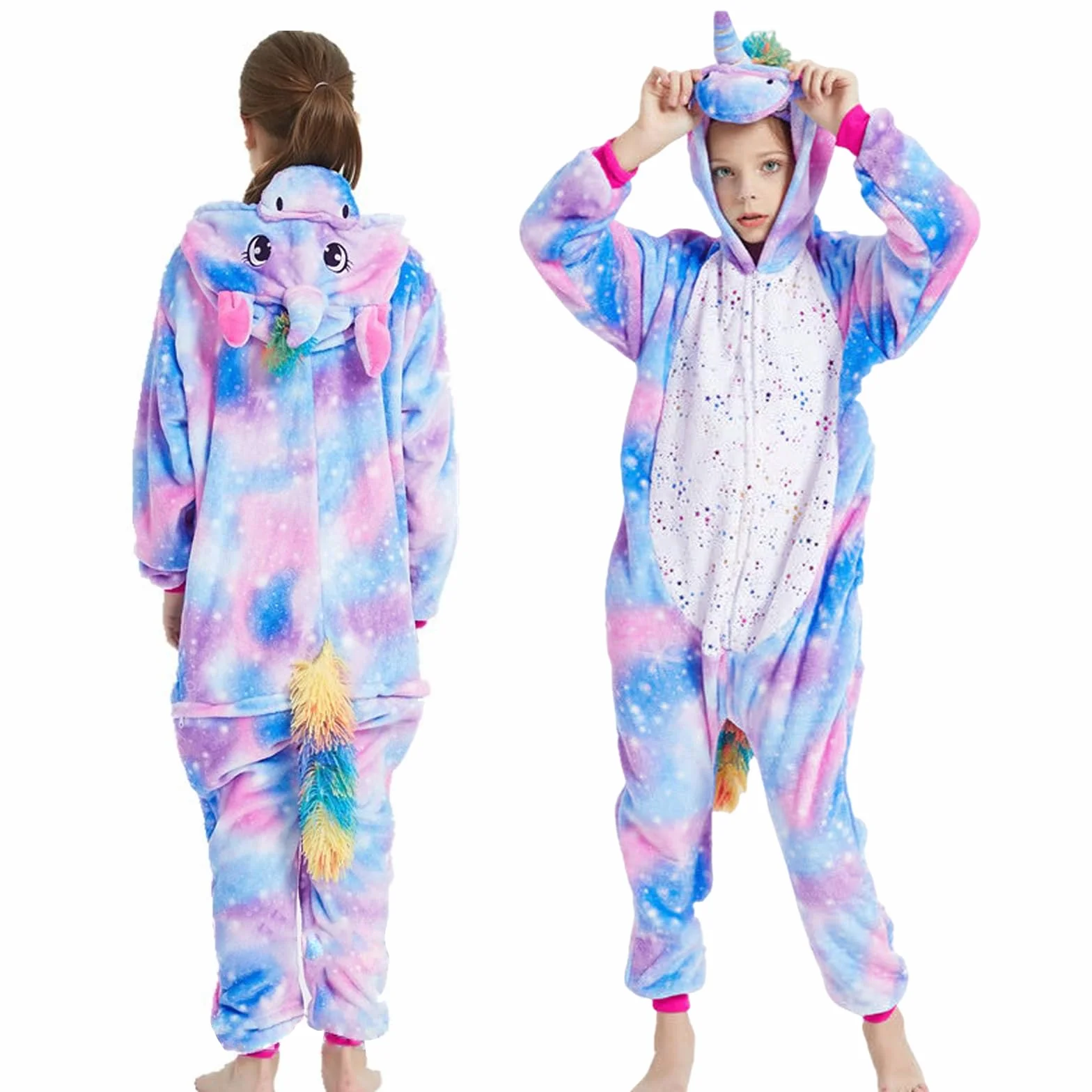 Jednorożec kombinezon do spania dla dziewcząt z kapturem Onesie