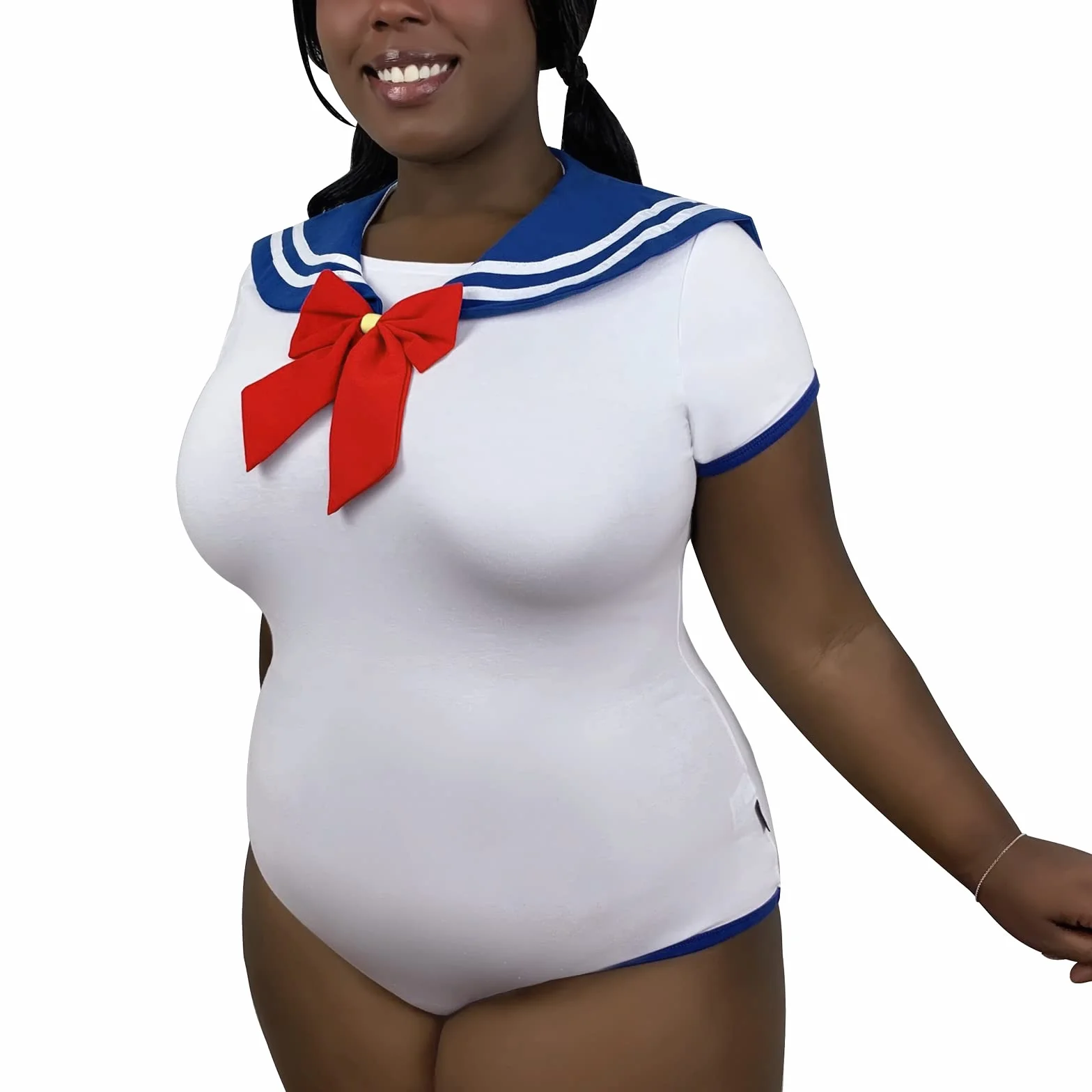 LittleForBig zatrzas w komkroku jednoczęściowy śpioszki-Cosplay magiczny dziewczęcy Sukienka Sailor Zestaw spódnicy onesie mundurowej Błękit marynarski XS