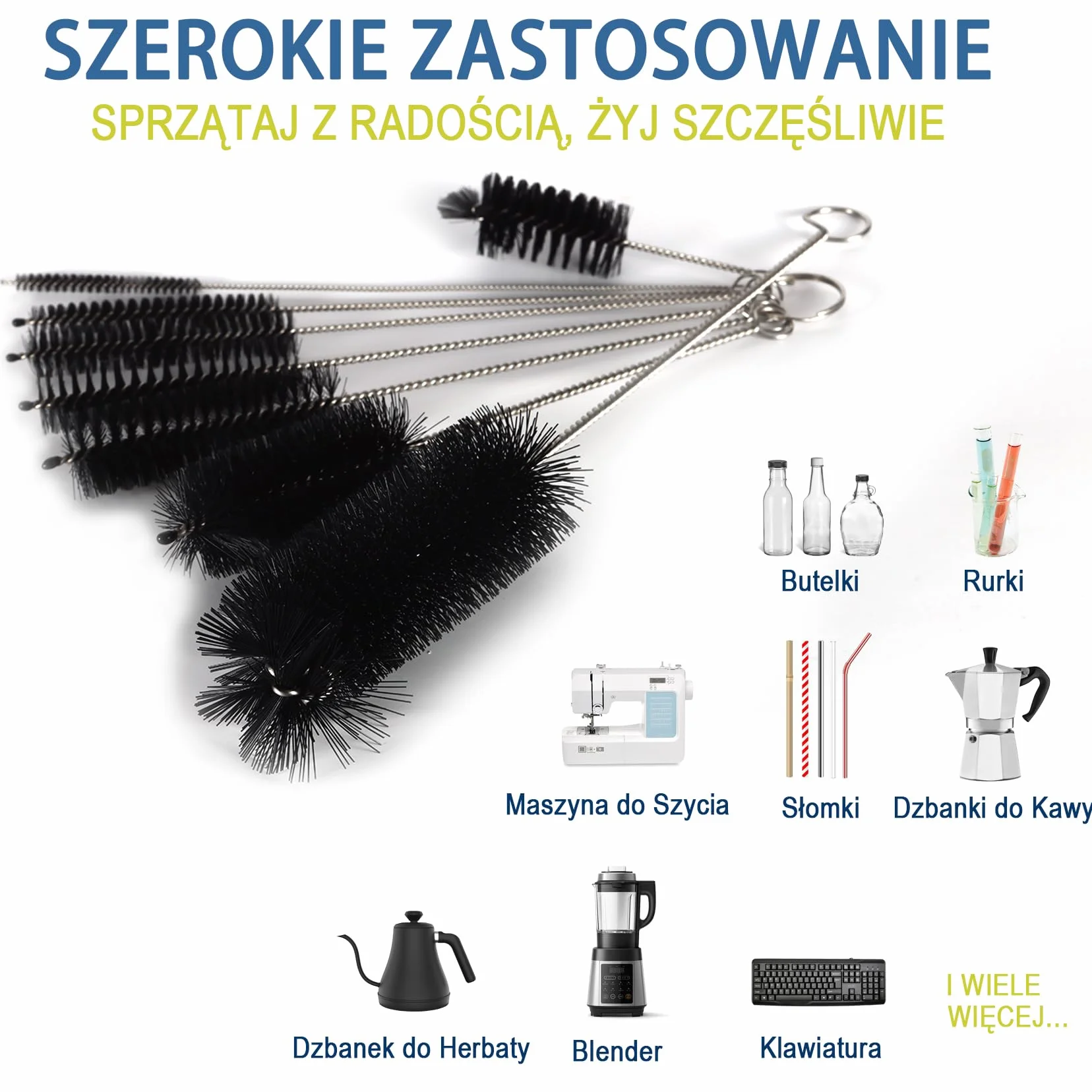 Szczotka Do Butelki, Zestaw 8 Nylonowych Szczotek Do Czyszczenia Słomek I Rurek Do Butelek O Wąskiej Szyjce, Butelek Dziecięcych, Słoików I Dzióbków Czajników (Czarny)