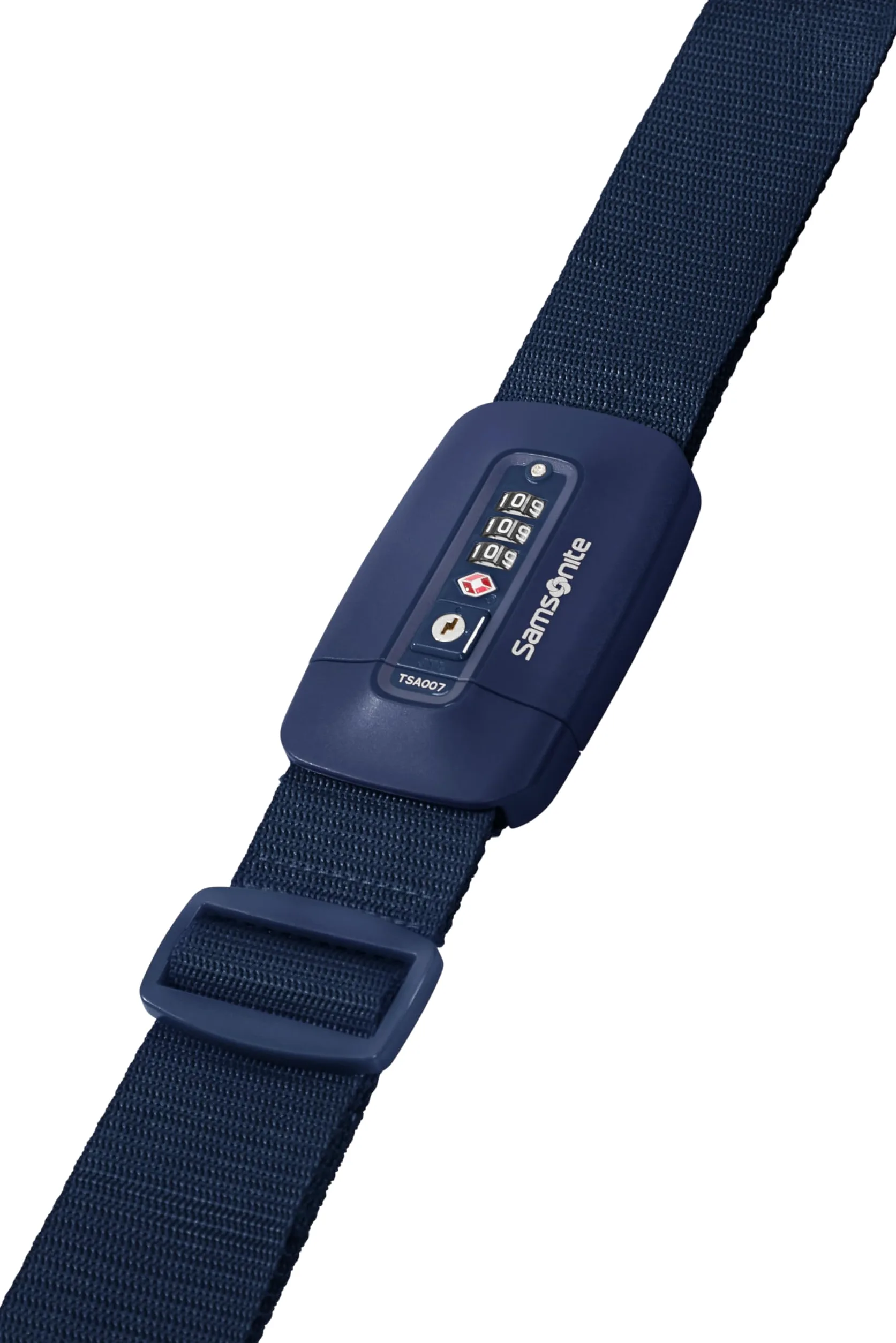 Samsonite TA Revolution – Pas Bagażowy z Zamkiem TSA, Regulowany 50mm, Wytrzymała Klamra, Bezpieczny Pas na Walizkę do Podróży, Niebieski (Midnight Blue)