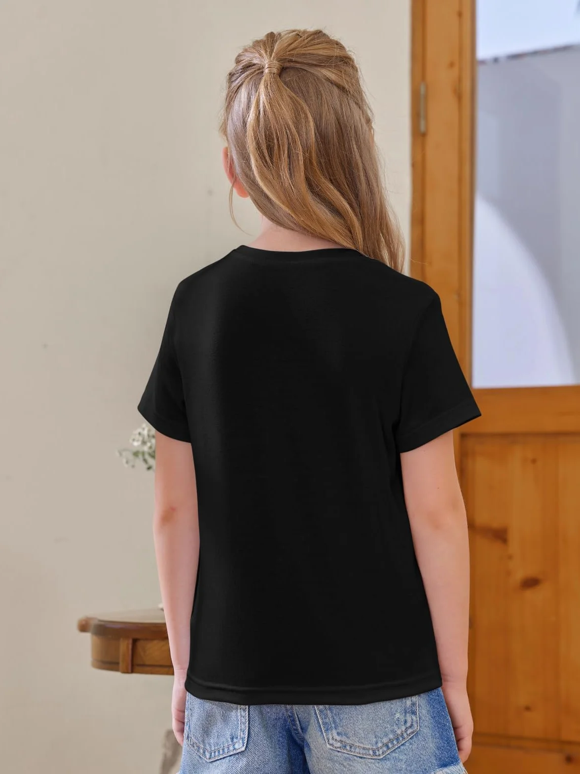 Haloumoning Dziewczęce t-shirty z krótkim rękawem dla dzieci, na lato, okrągły dekolt, do noszenia na co dzień, oversized