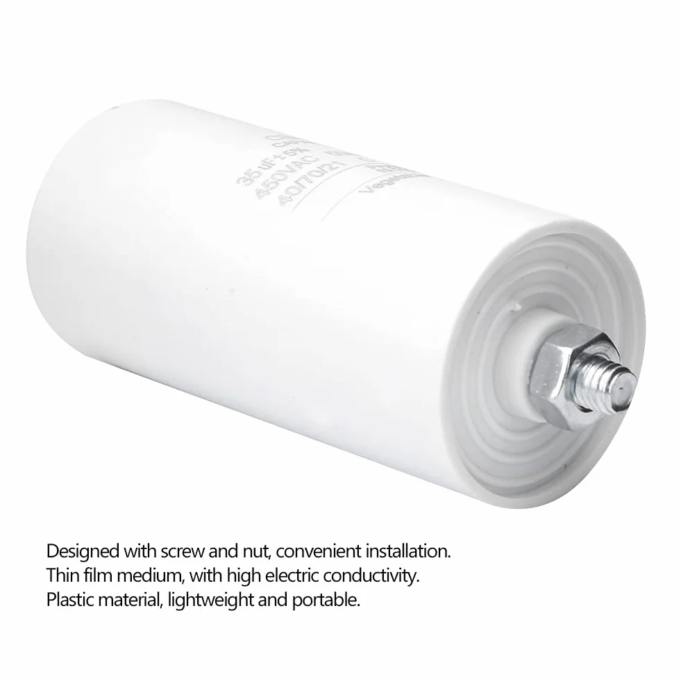 Kondensator CBB60 35uF 450 V, kondensator rozruchowy silnika, cienkowarstwowy kondensator z nakrętką śrubową CBB60 kondensator bieżący do pralki i urządzeń elektrycznych