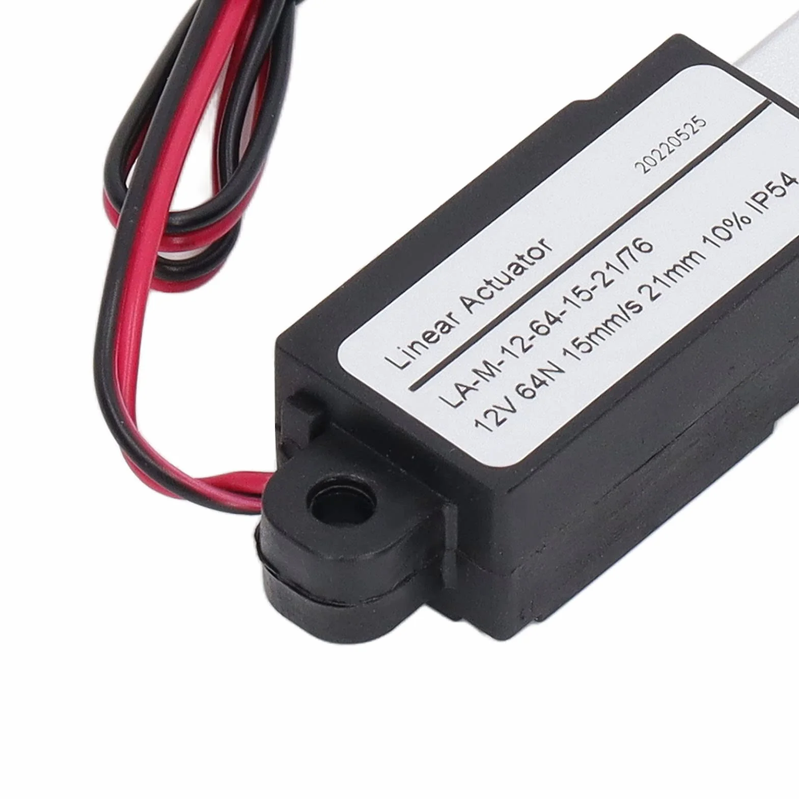 Mini Elektryczny Siłownik Liniowy 12V, 64N 15mm/s Mały Siłownik Liniowy z Uchwytami Montażowymi, Wodoodporny Siłownik Ruchu IP54 do Automatyki Domowej (21 mm)