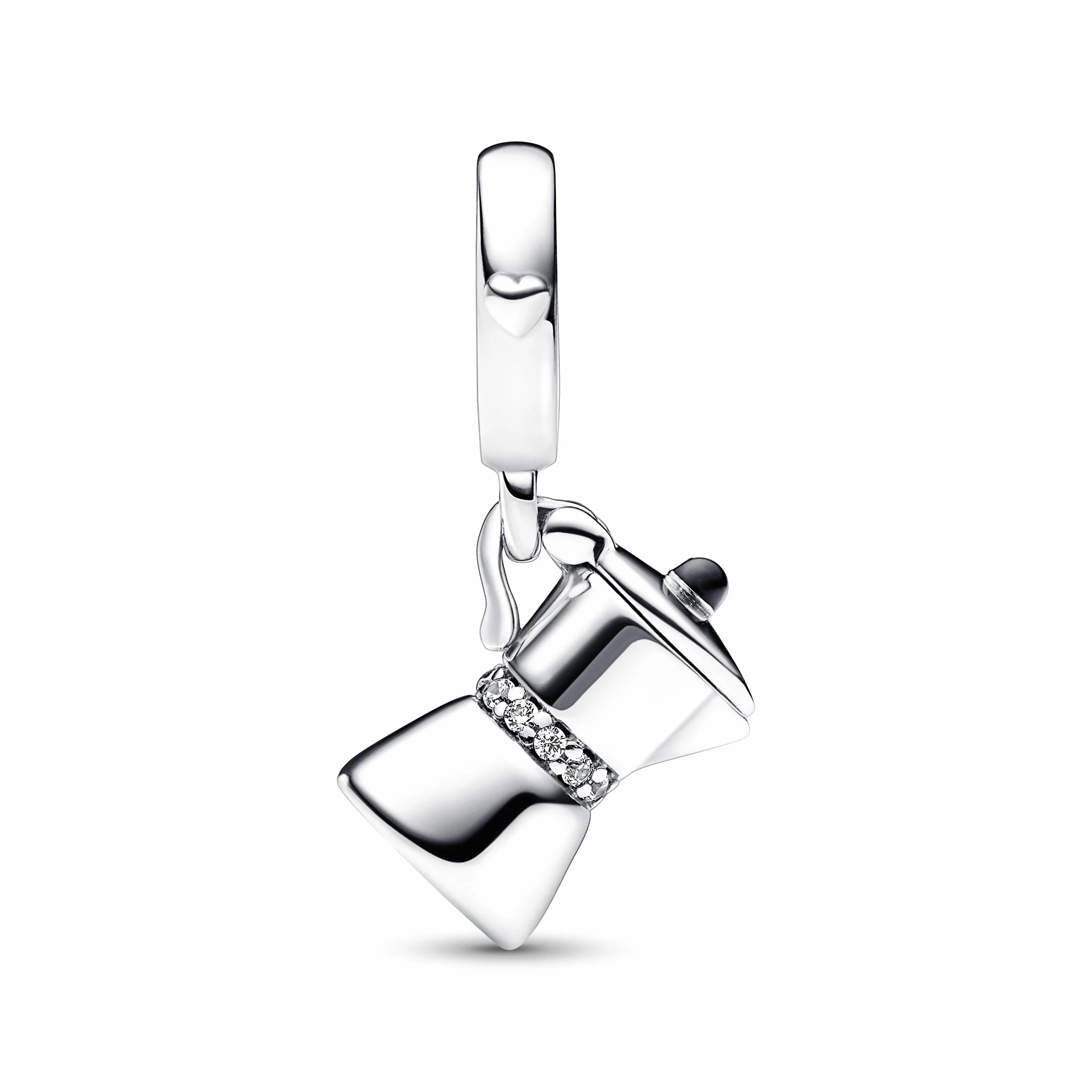 Pandora Espressokanne Charm-Anhänger aus Sterlingsilber mit Zirkoniasteinen verziert, Kompatibel mit Pandora Moments, aus der Pandora Moments Kollektion, 792679C01