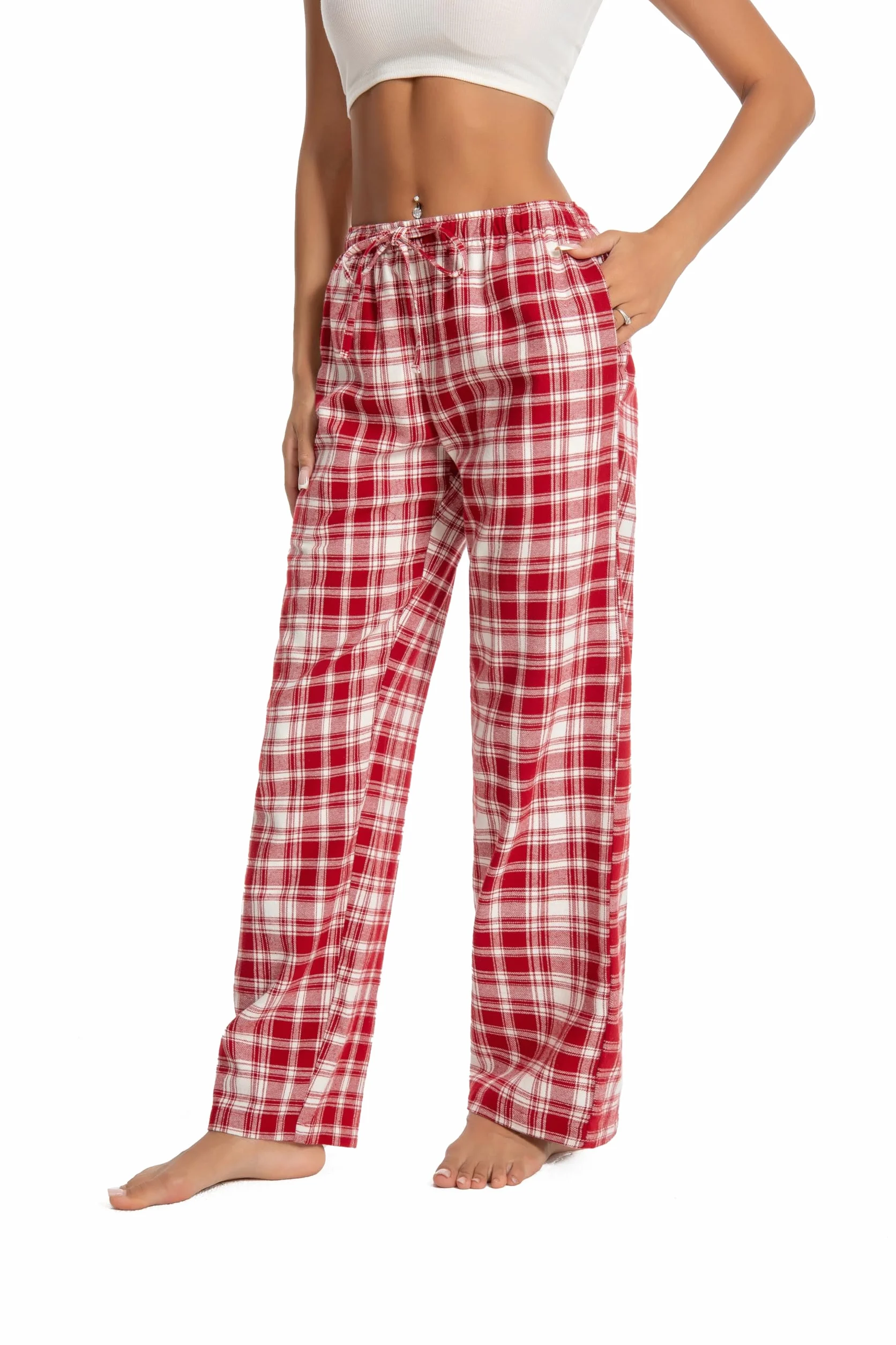 Damskie 100% bawełna super miękka pijama/spodnie wypoczynkowe z kieszeniami