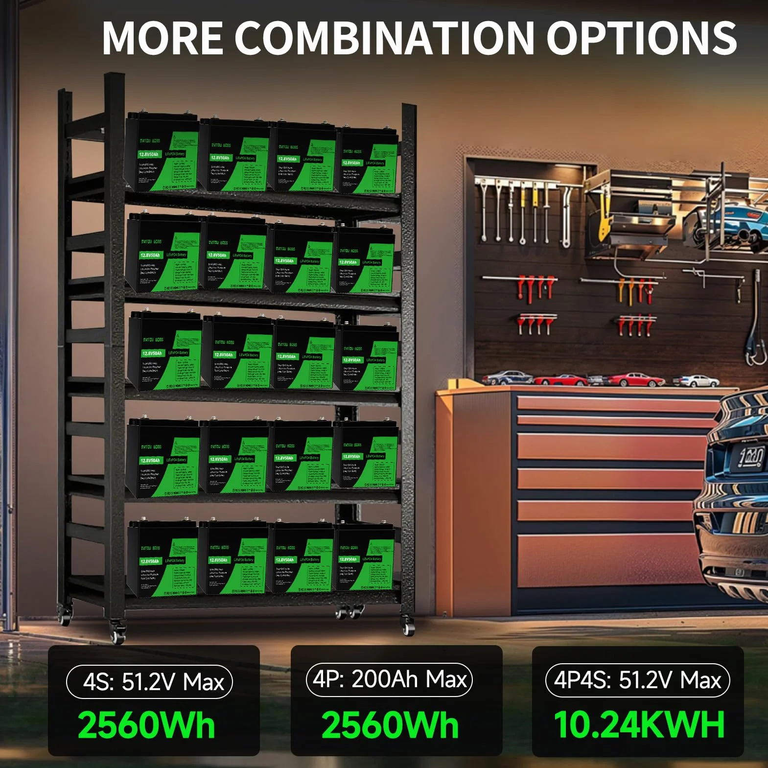 DATOUBOSS 12V 50Ah Akumulator LiFePO4 [Zestaw 2], BMS 50A, Ogniwa Grade-A, 15000 Cyklów, Lekki do Kampera, Łodzi, Silnika Trollingowego, Kempingu i Systemów Solarnych