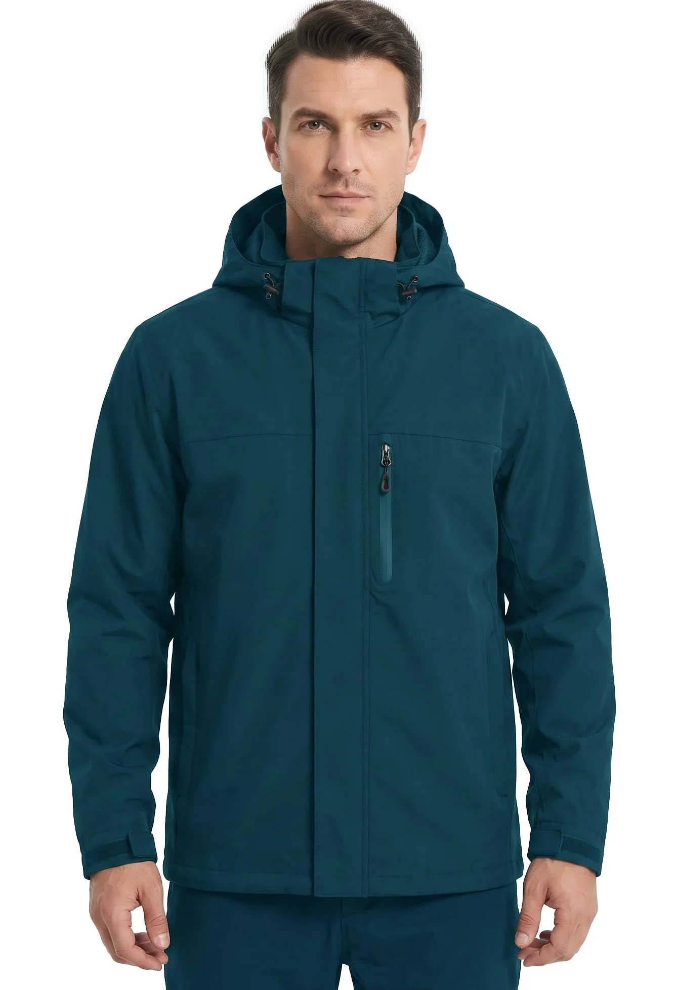 W JIANWANG Męska kurtka przeciwdeszczowa, wodoszczelna, oddychająca kurtka outdoorowa z kapturem, wiatroszczelna, klejone szwy, lekka kurtka hardshellowa na wędrówki, trekking, rower, kemping