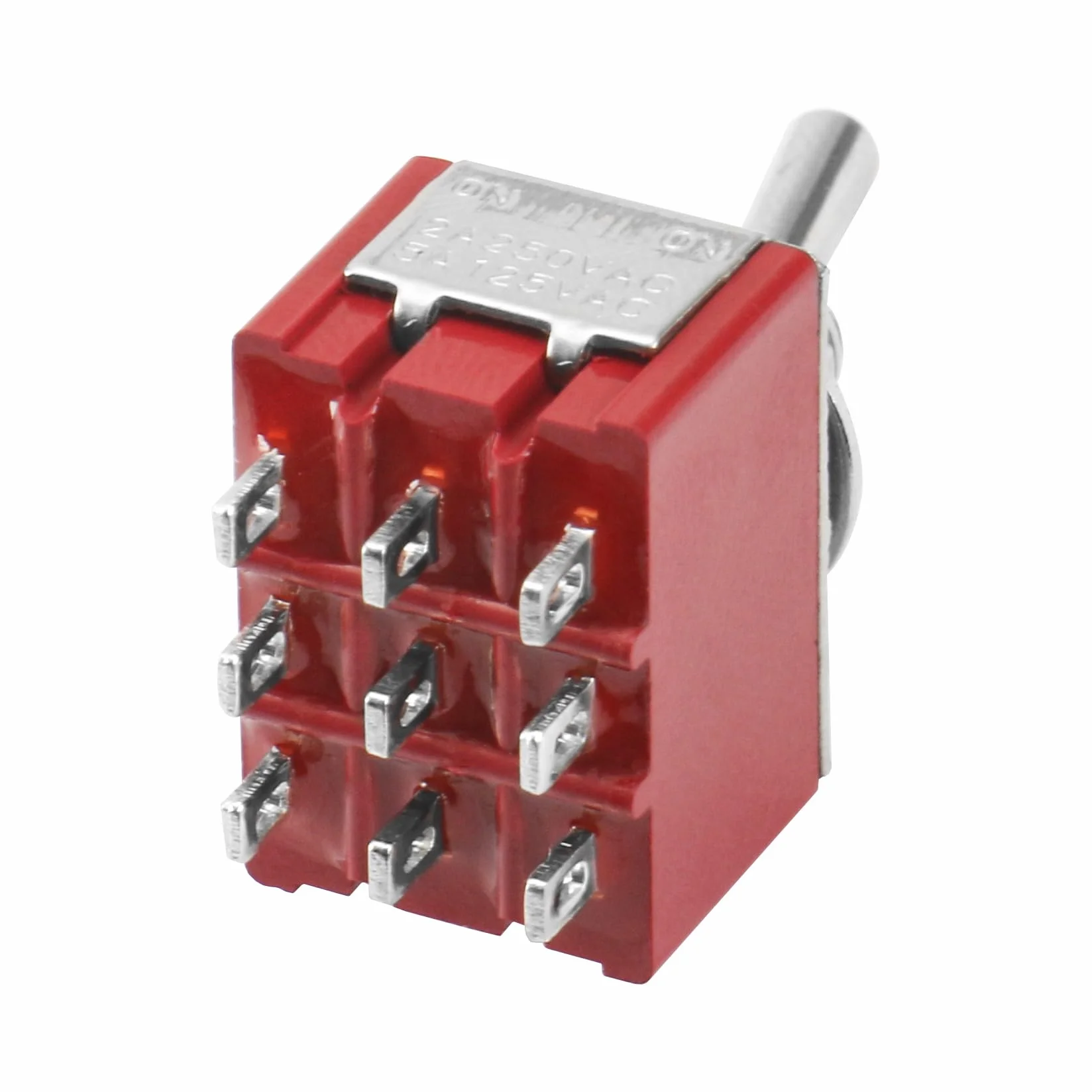 Heschen Miniaturowy przełącznik kołyskowy MTS-302 ON-ON 3PDT, 9-pinowy, 2 A 250 V, 6 A 125 V