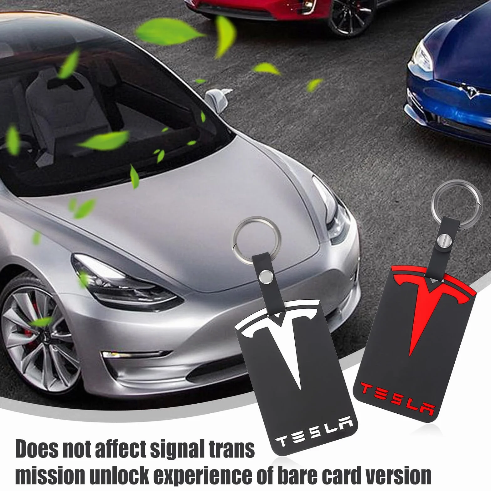 Aicharynic 2 sztuki uchwytów na karty do Tesla Model 3, model Y, silikonowy breloczek do kluczy, uchwyt na karty, akcesoria Tesla, kolor czarny, Tesla, uchwyt na karty, czarny, /
