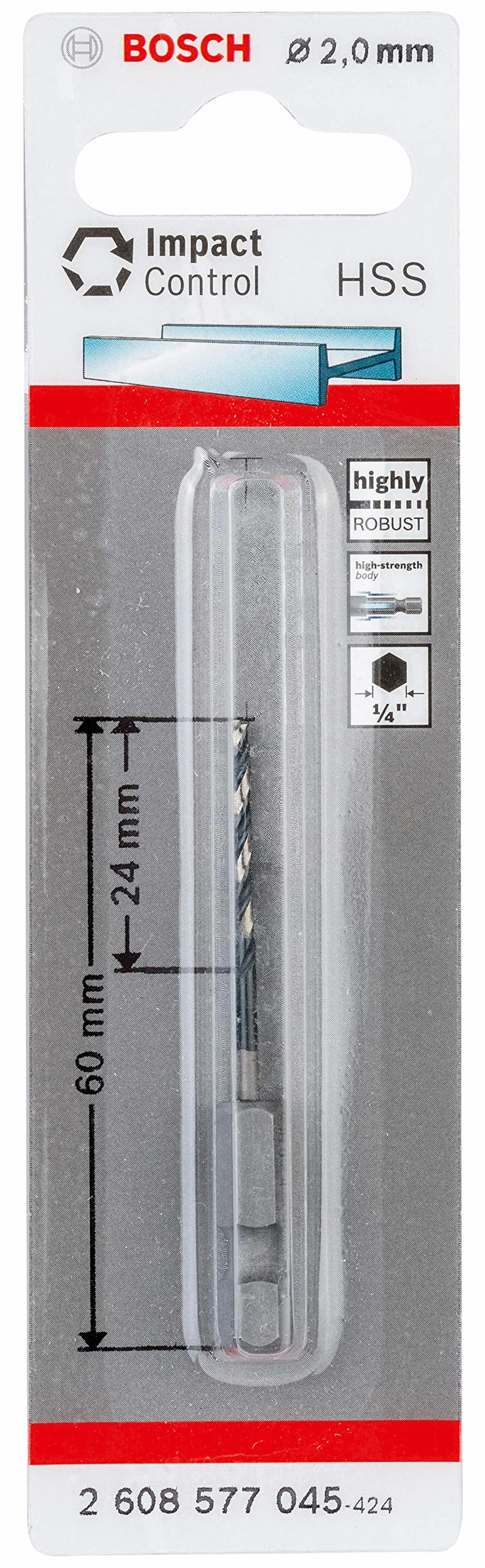 Bosch Professional 2608577045 Impact Control HSS wiertło spiralne (do metalu, 2 x 24 x 60 mm, akcesoria wiertarki udarowej)