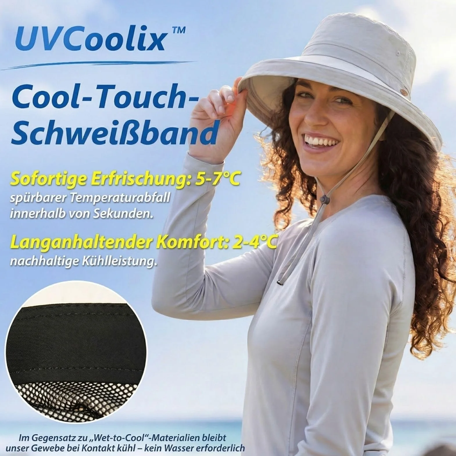UVCoolix damski kapelusz przeciwsłoneczny UV UPF 50+ szerokie rondo składany