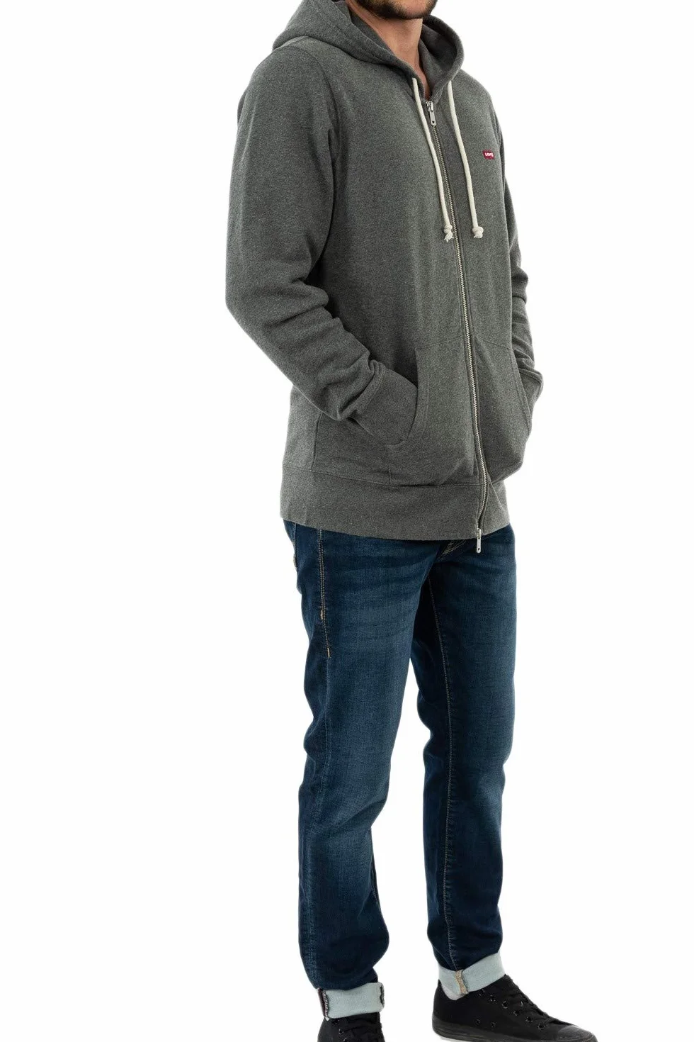 Levi's Mężczyźni Zip Up Sweatshirt, Charcoal Heather XX, XL