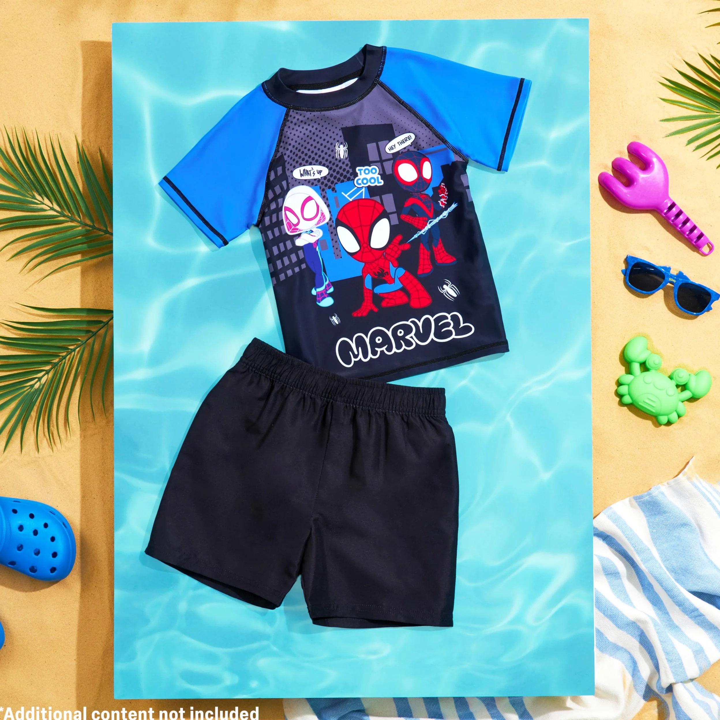 Marvel Spidey 2-częściowy zestaw strojów kąpielowych dla chłopców, ochrona przed promieniowaniem UV i szorty kąpielowe dla dzieci, basen, plaża, wakacje, prezent dla chłopca