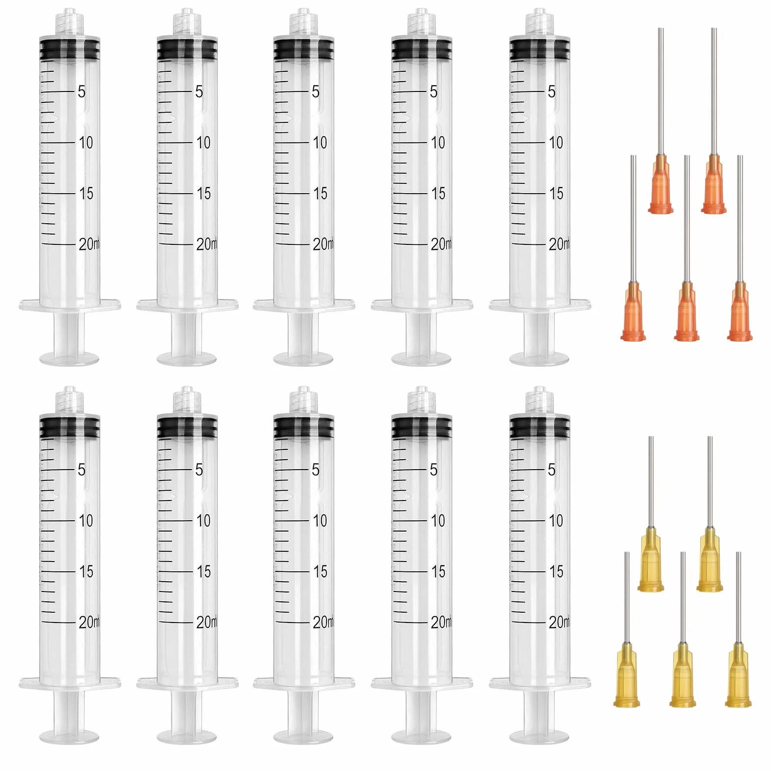 10 sztuk strzykawek 20 ml, strzykawka z tępą igłą, plastikowa strzykawka, strzykawka dozująca, strzykawka z siarą, strzykawka do iniekcji, do laboratorium, przemysłu, pomiaru przepływu, klej