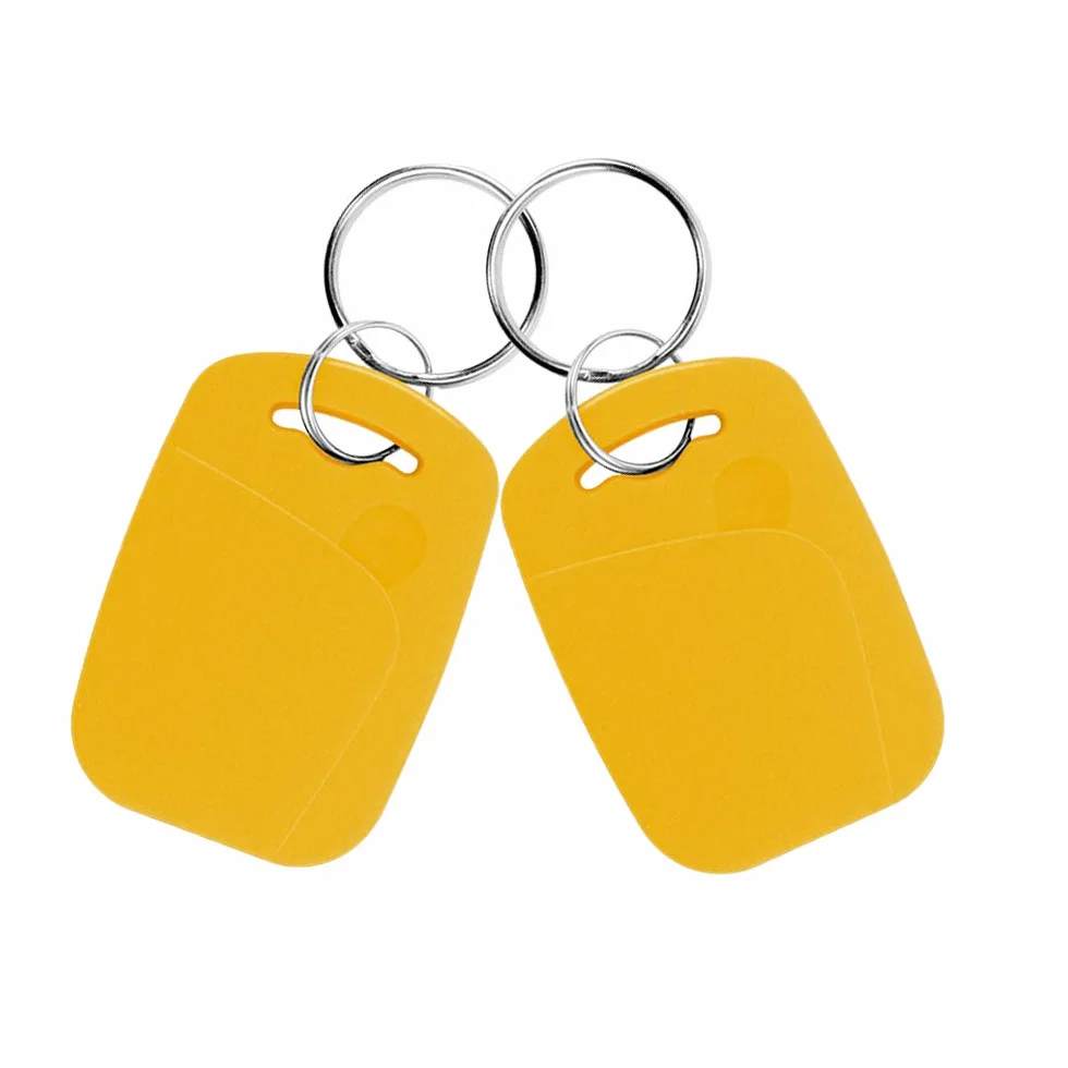 10 szt. Dual Frequency RFID brelok 125 khz i 13,56 MHz wielofunkcyjny kompozytowy brelok UID wielokrotnego użytku używany do kopiowania/klonowania klucza/kart (żółty)