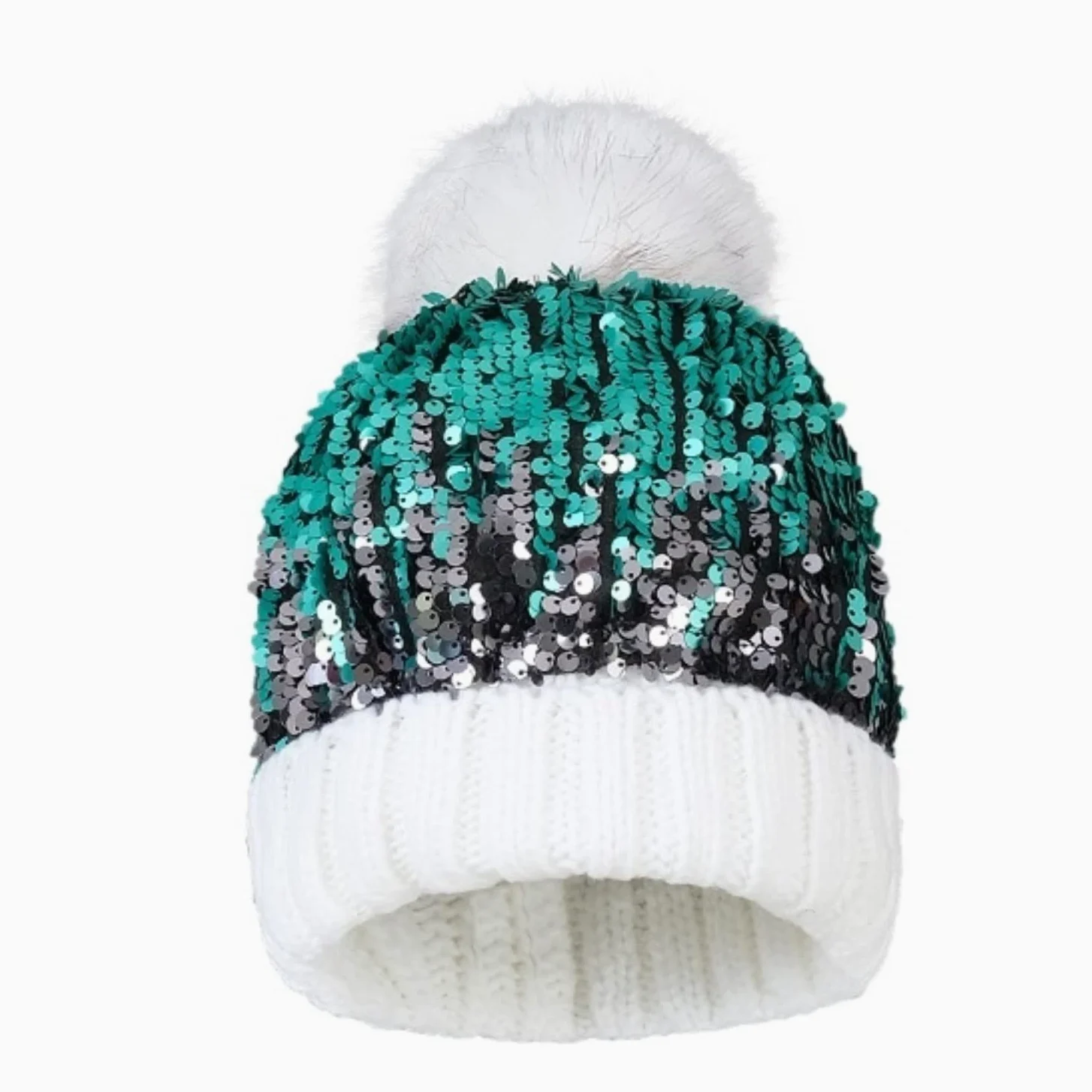 Czapka Beanie Czapka zimowa damska ciepła z brokatem cekinami dzianinowa czaszka czapka narciarska (jeden rozmiar)