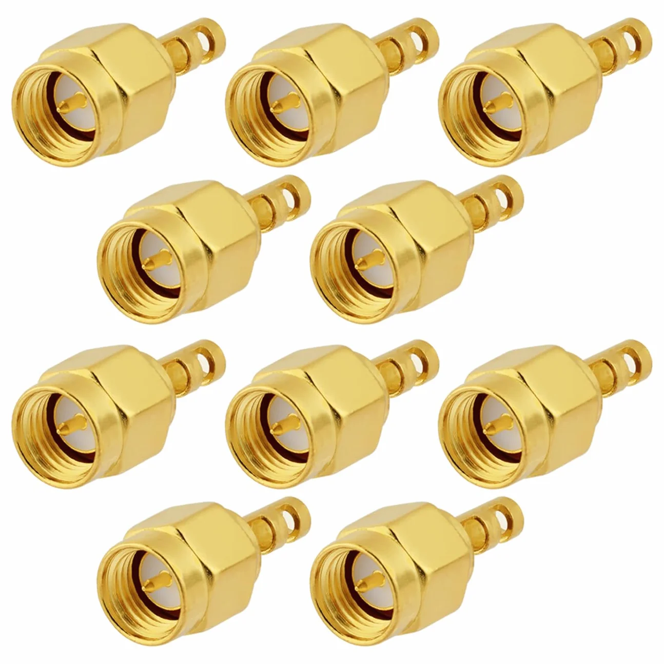 Vecys 10 Sztuk SMA Męskie Złącze 50 Omów Wtyk SMA Lutowane Złącze do Kabla Koncentrycznego RF 1.37mm RG178