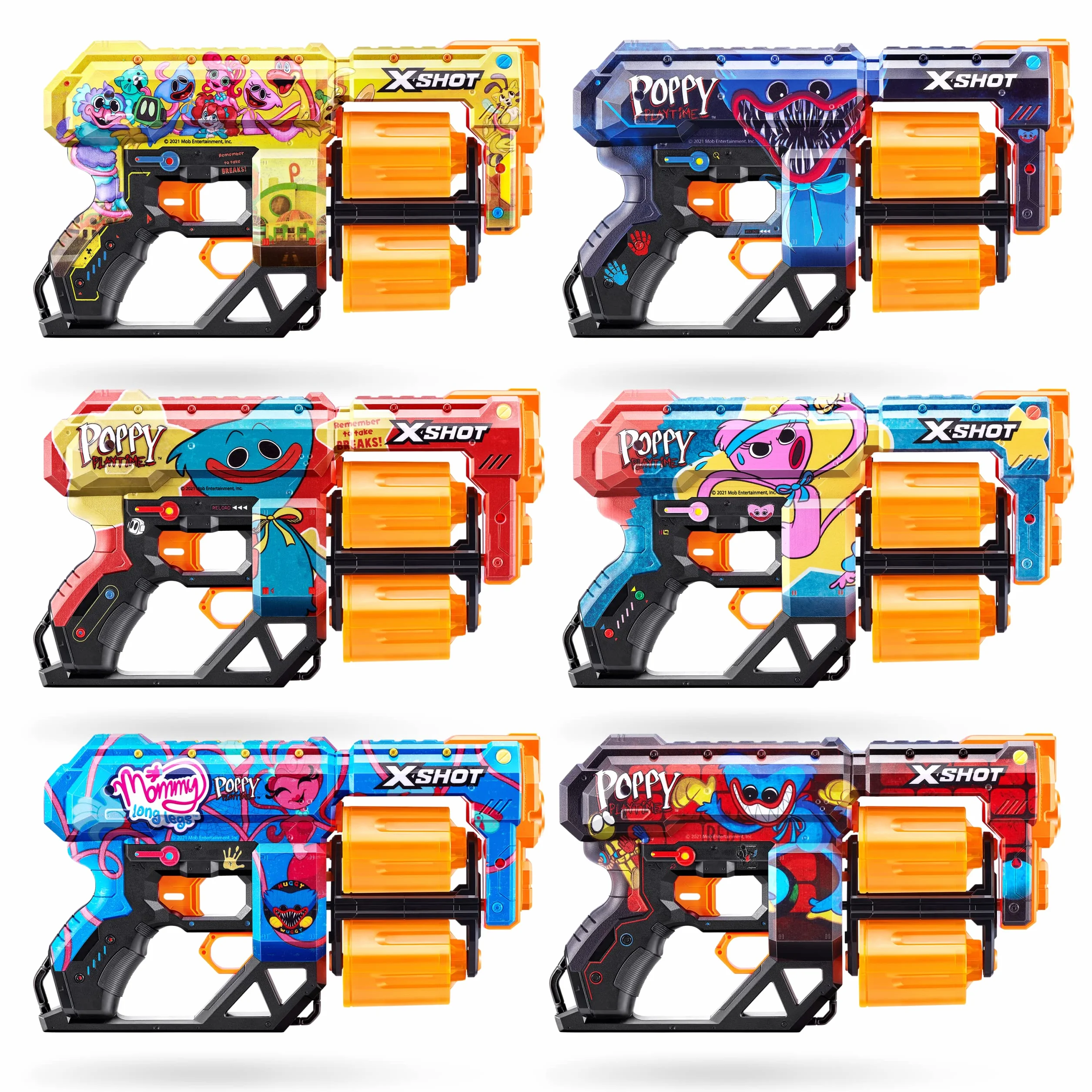 XSHOT- X-Shot Skins Dread, Poppy, 12 rzutek z pianką wyrzutnią, 36651