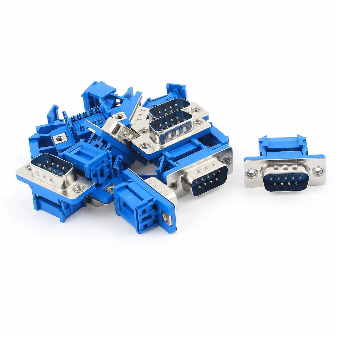 Aexit 10 sztuk D-SUB DB9 9 Pin męski IDC f-lat kabel wstążkowy złącze adaptera zaciskanego(Lo-t de 10 connecteurs D-SUB mâle DB9 9 broches IDC Câble ruban plat Connecteur à sertir