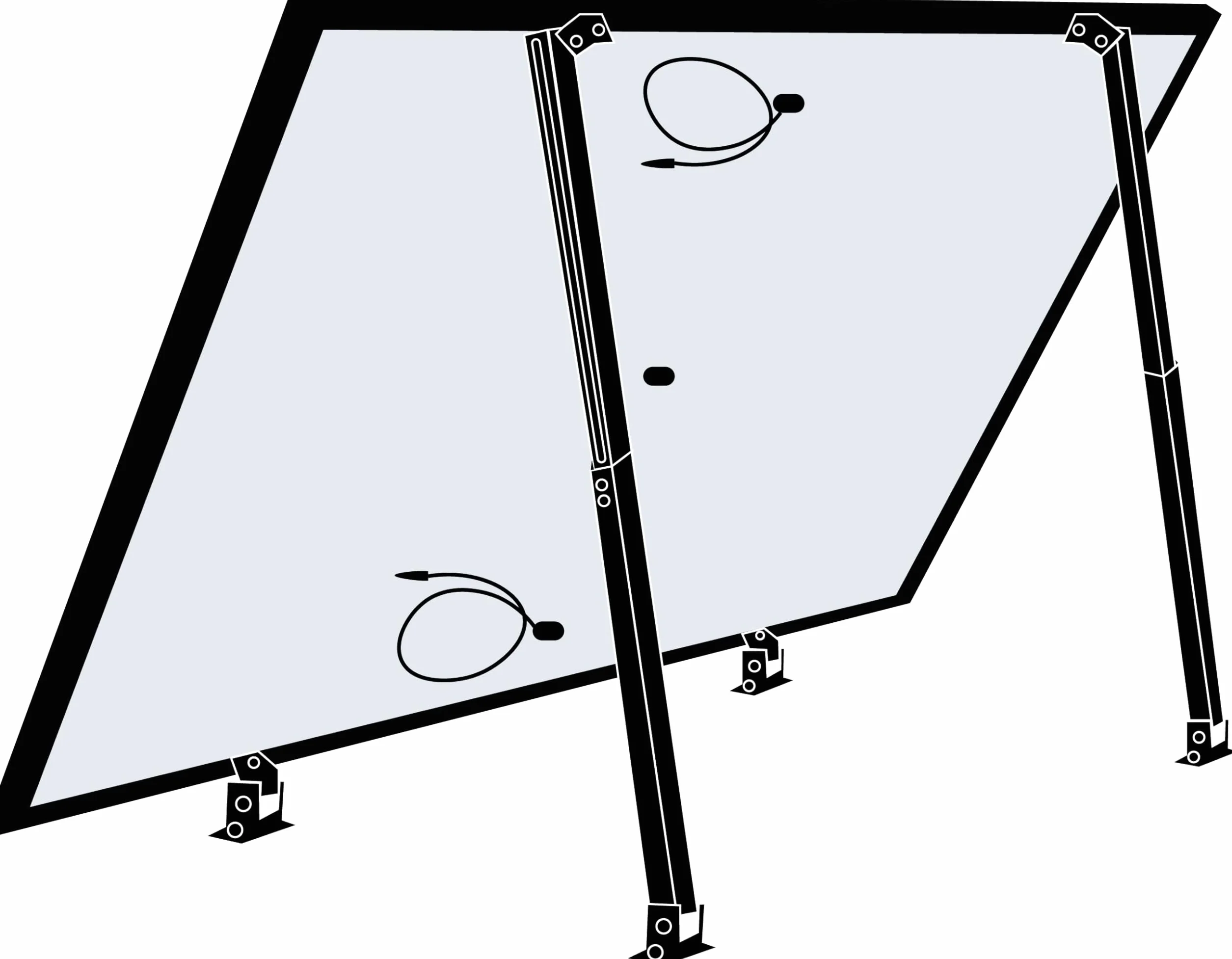 Uchwyt do modułu solarnego do płaskiego dachu, dachu, ściany, łodzi, przyczepy kempingowej, kątownika aluminiowego, do PV, modułu solarnego (aluminiowo-czarny, zestaw 2 szt. 15°-30°)