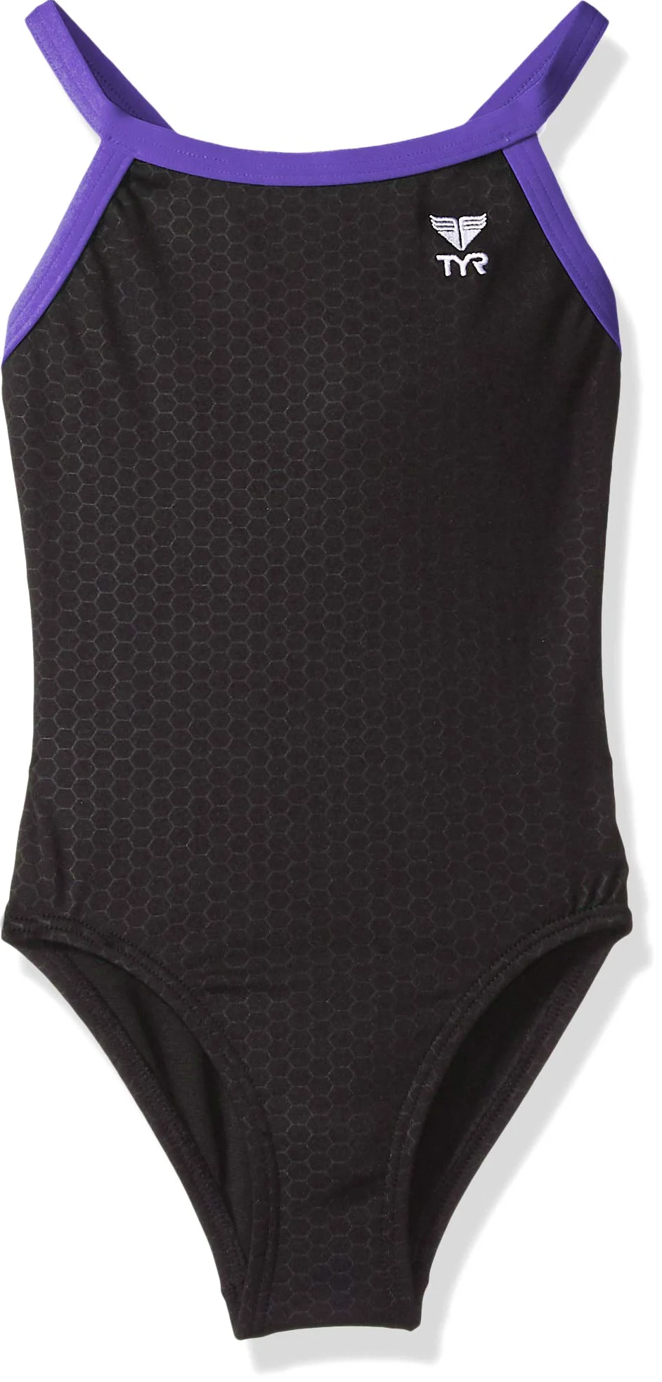 TYR Kostium kąpielowy dla dziewczynek Hexa Diamondfit, czarny/fioletowy, 22