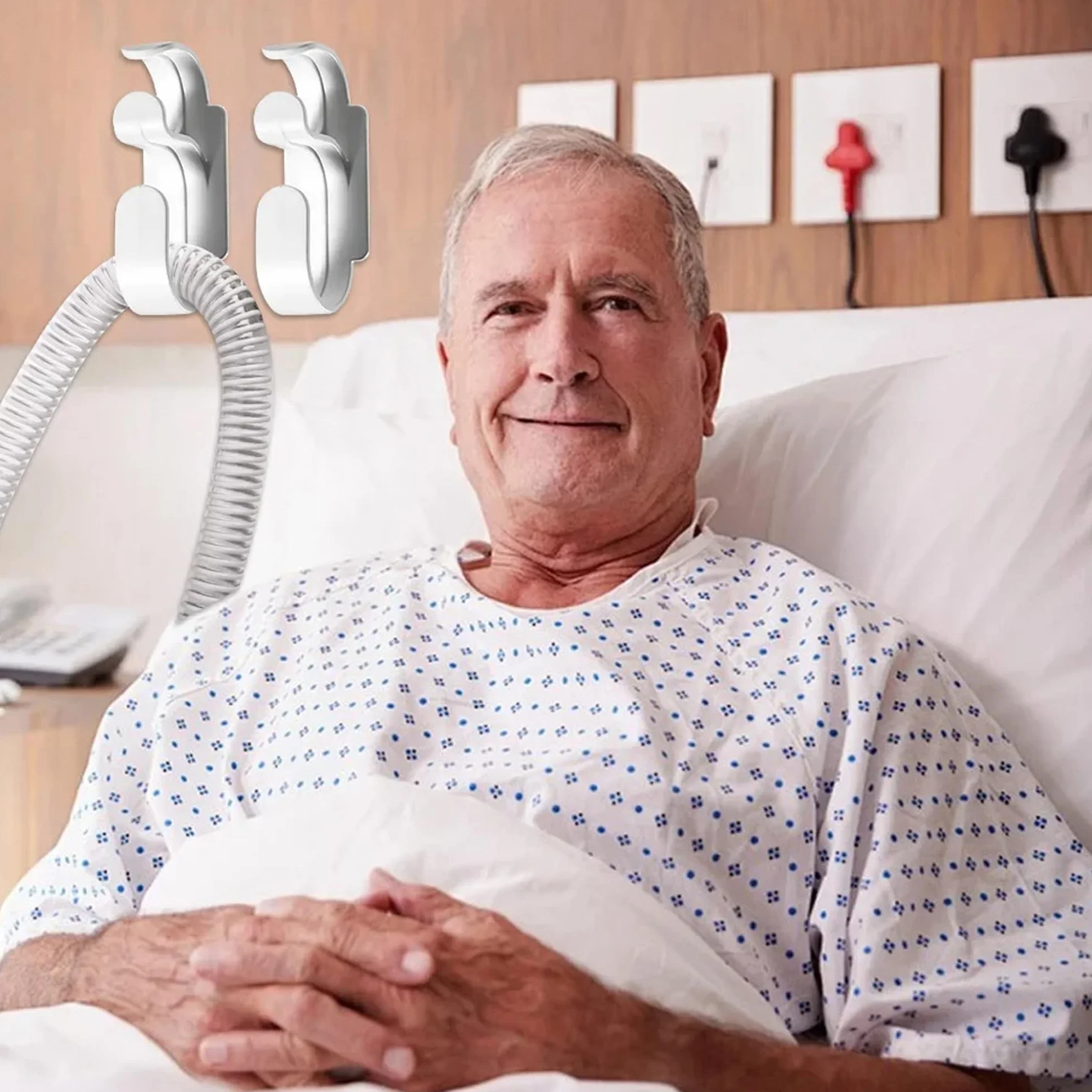 2 uchwyty na wąż CPAP, haczyki do maski CPAP i uchwyt na wąż, organizer na wąż CPAP zapobiega plątaniu się przewodów, umożliwiając głęboki sen