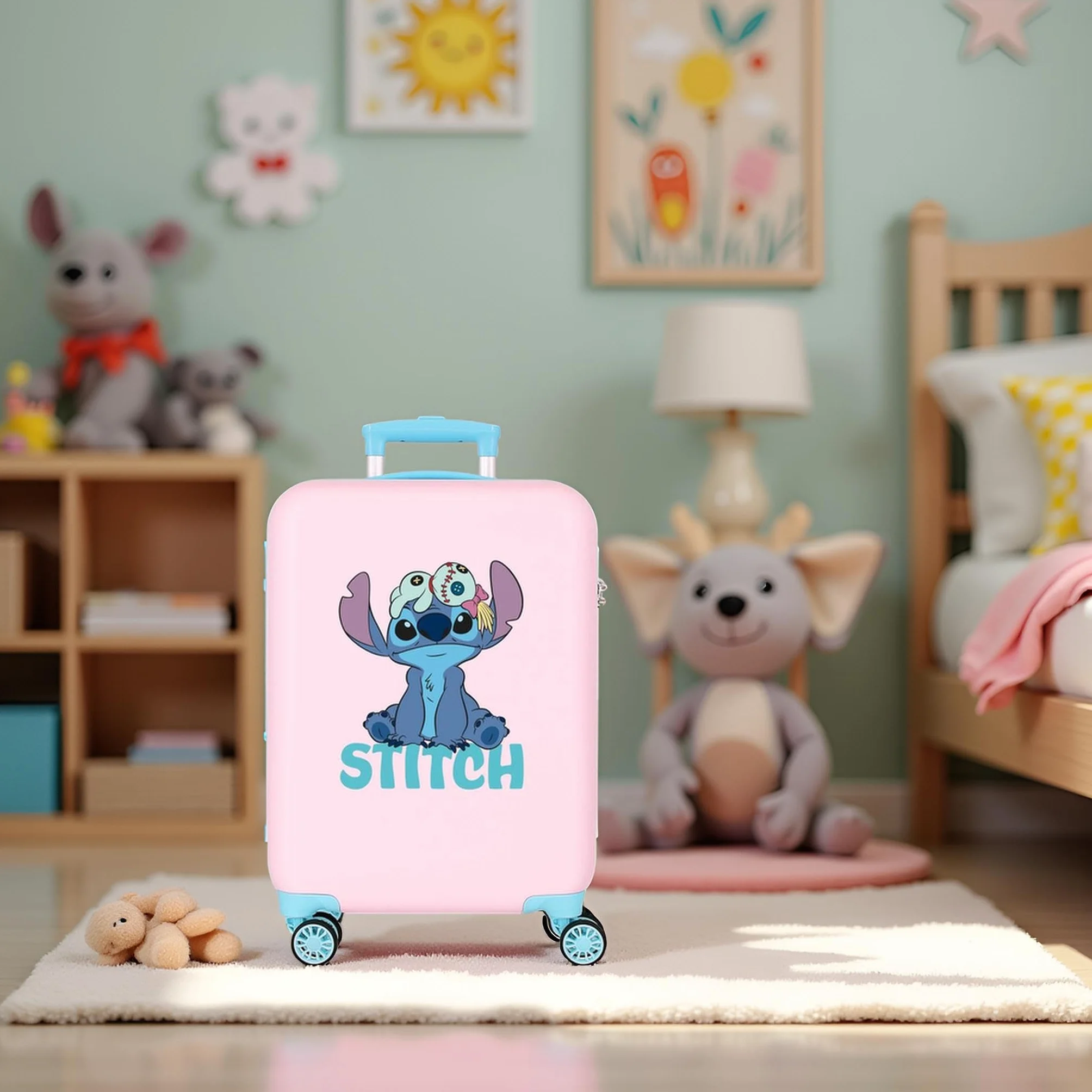 Joumma Disney Stitch różowa walizka kabinowa 38x55x20 cm sztywny ABS 35 l bagaż podręczny