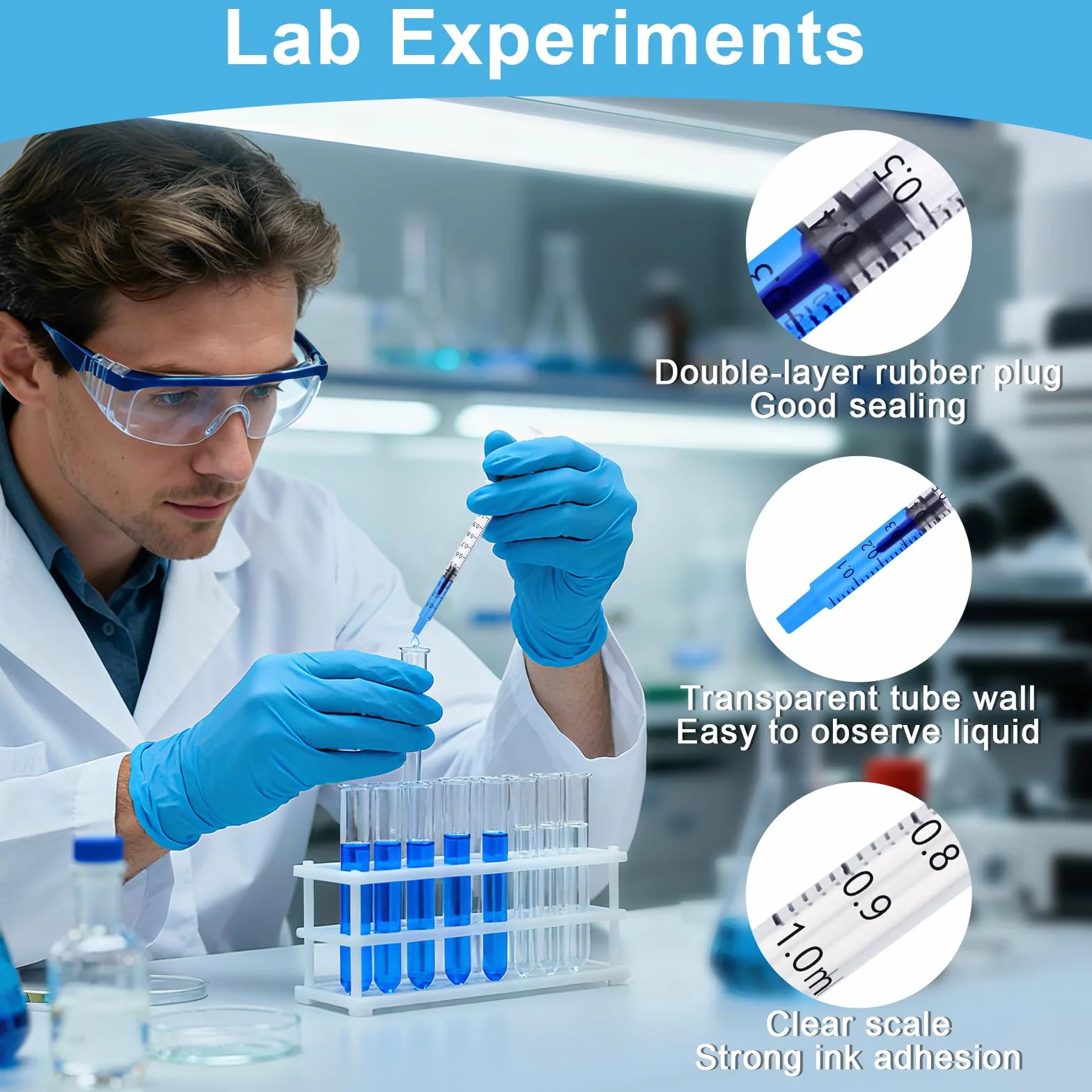 Strzykawka z siarą 1 ml, tworzywo sztuczne z nasadkami: 80 sztuk, 1 ml, strzykawka bez igły, strzykawka 1 ml do uzupełniania i pomiaru płynów, karmienia zwierząt, nawadniania roślin i laboratoriów