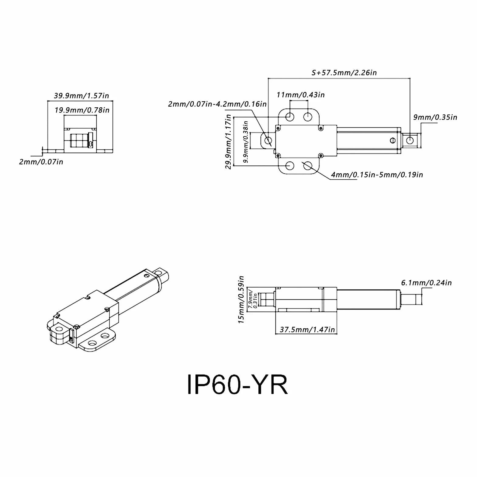Siłownik Liniowy 100mm 12V, Niski Poziom Hałasu Ochrona Przed Zwarciem Mini Elektryczny Siłownik Liniowy, Wyłącznik Krańcowy Siłownik Liniowy(Skok 100mm-4mm/s-150N)