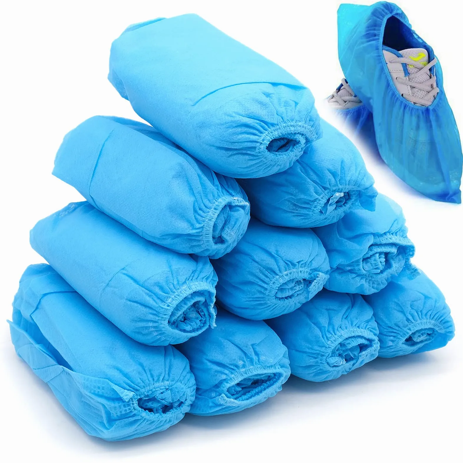 100 szt. pokrowców na buty, niebieskie, antypoślizgowe, pyłoszczelne, wielokrotnego użytku, do wewnątrz, na zewnątrz, dywan, buty podłogowe, bezpieczeństwo jazdy na rowerze, NIEBIESKI, Large