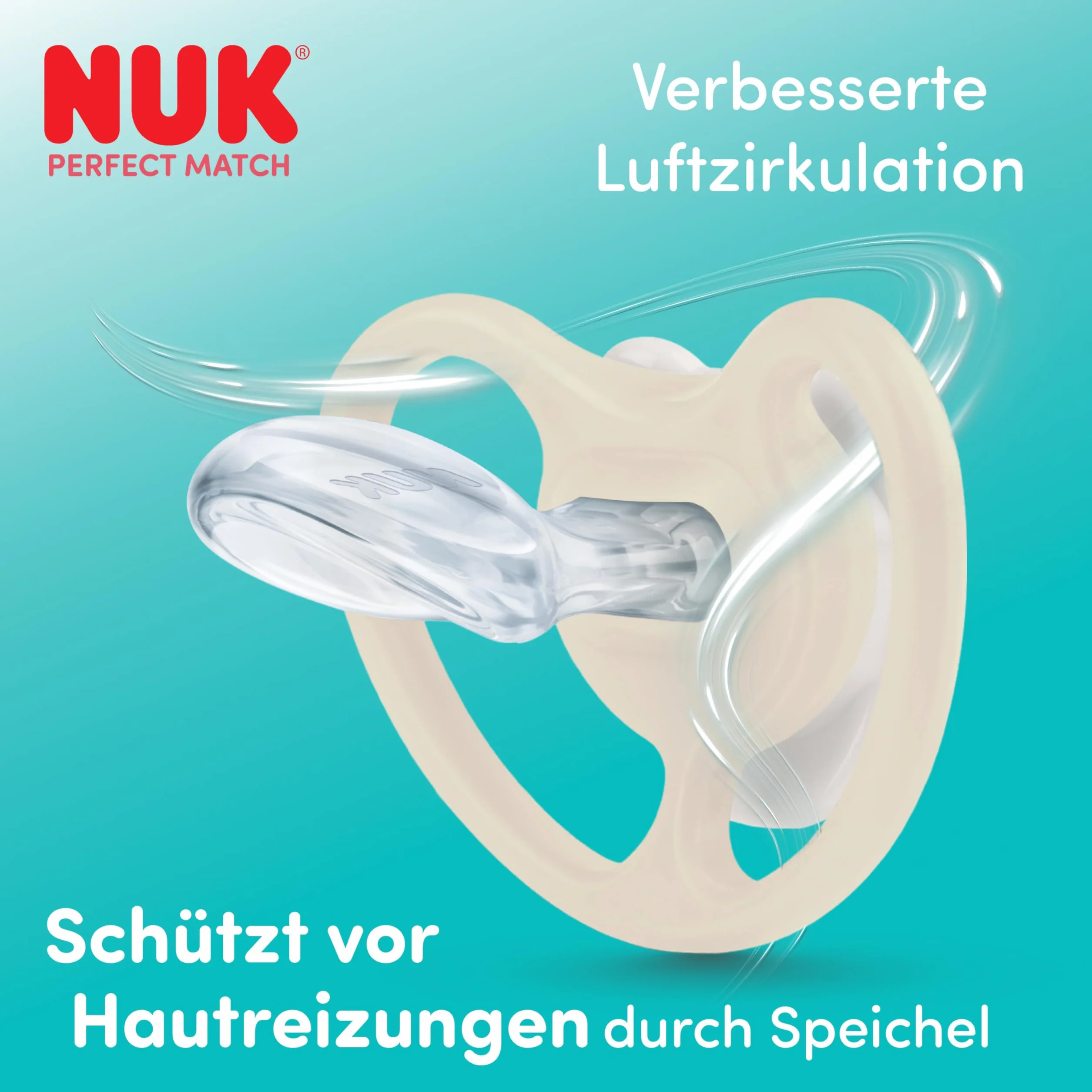 NUK Perfect Match Air Smoczki | 6-18 miesięcy | Ortodontyczne smoczki wspomagające przepływ powietrza i zapobiegające odparzeniom | 95% akceptacji przez niemowlęta** | Lew i Zebra | 2 sztuki