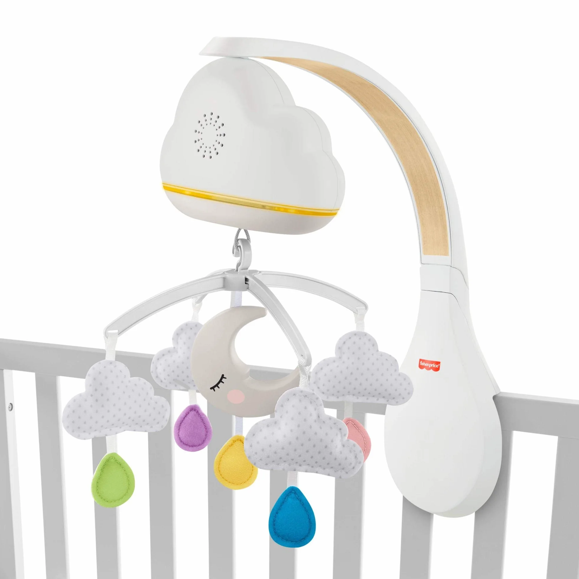 Fisher-Price Chmurkowa karuzelka uspokajacz, zabawka z dźwiękami do łóżeczka dla dzieci od narodzin, GRP99