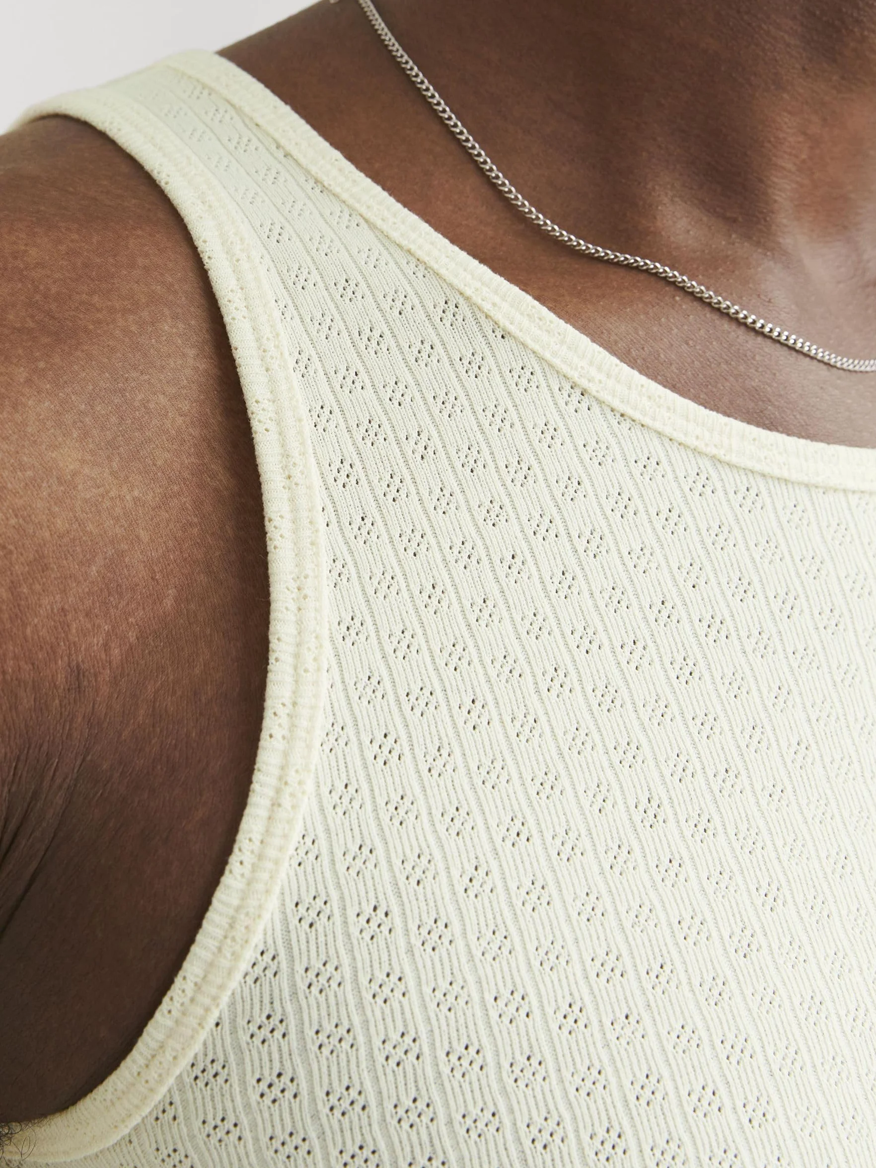 JACK & JONES Jorhydra Pointelle Tank Top męski, Antique White, M