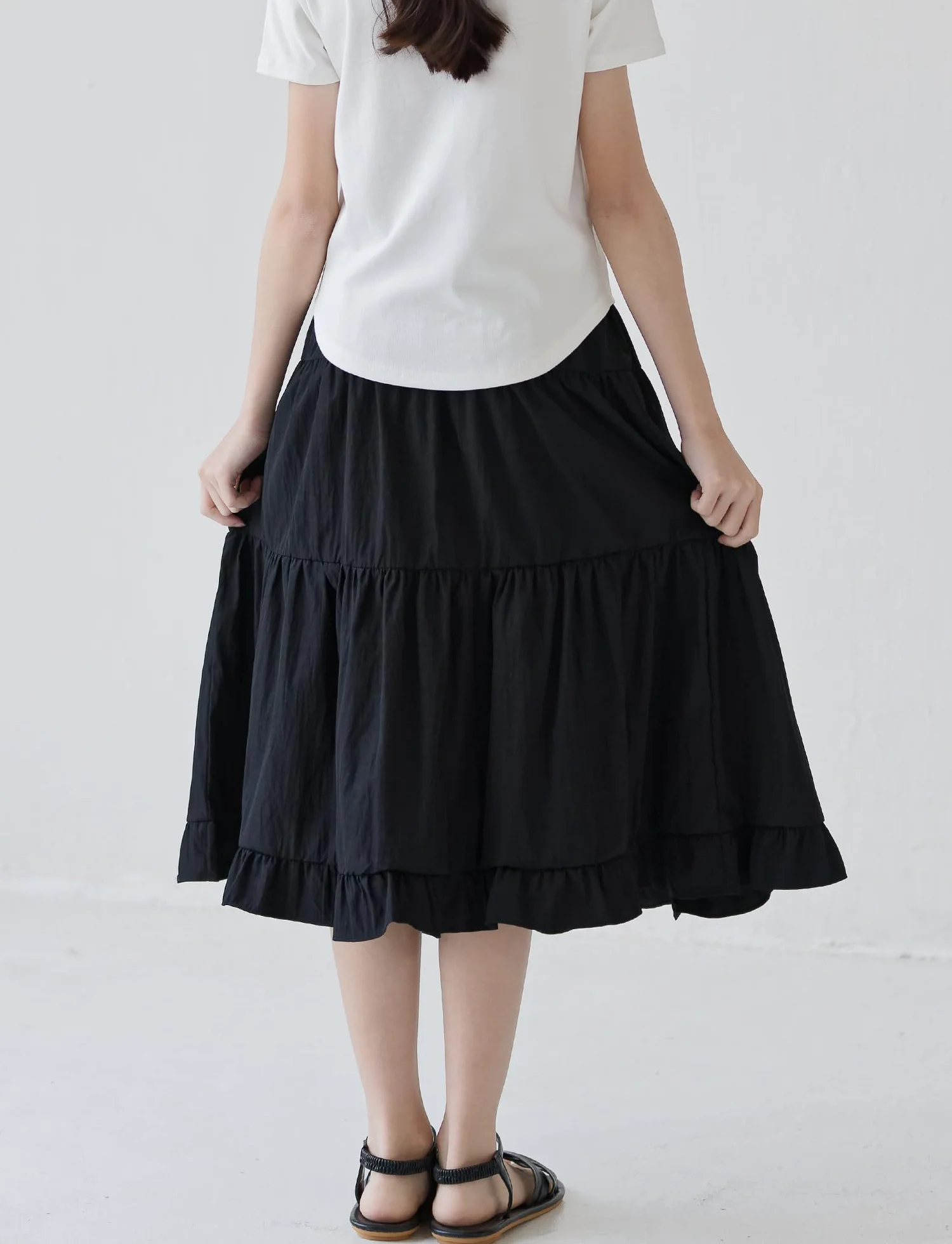 SEAUR Spódnica maxi dla dziewczynek, na lato, długa spódnica, elegancka letnia spódnica, z falbankami, spódnica maxi, elastyczna talia, dla dzieci 130-165 = (EU 122-164)
