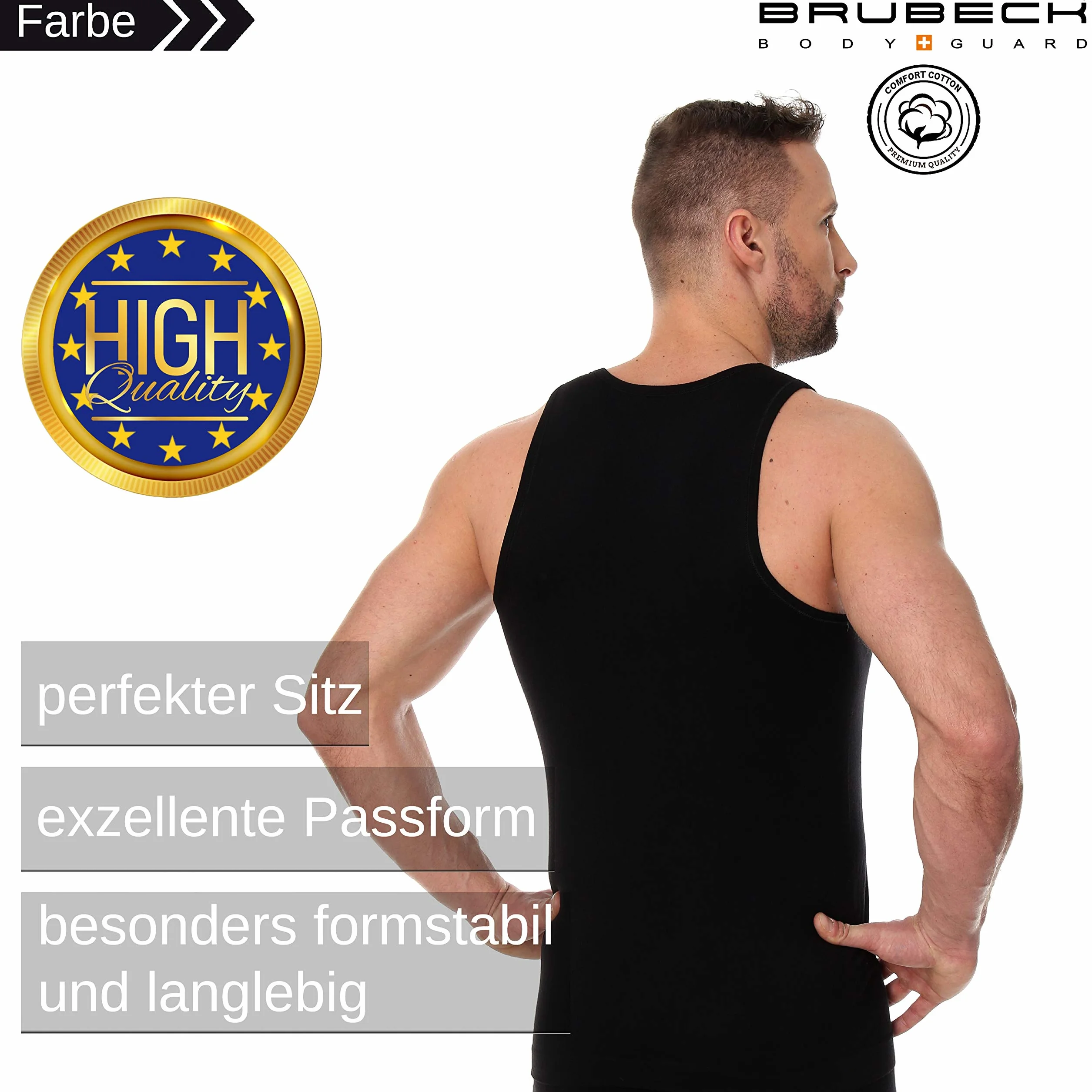 BRUBECK Męski podkoszulek | koszulka bez rękawów | oddychająca koszulka bez rękawów | top pod pachami | bezszwowa koszulka bez rękawów | tank top męski | 55% bawełna | TA00540A