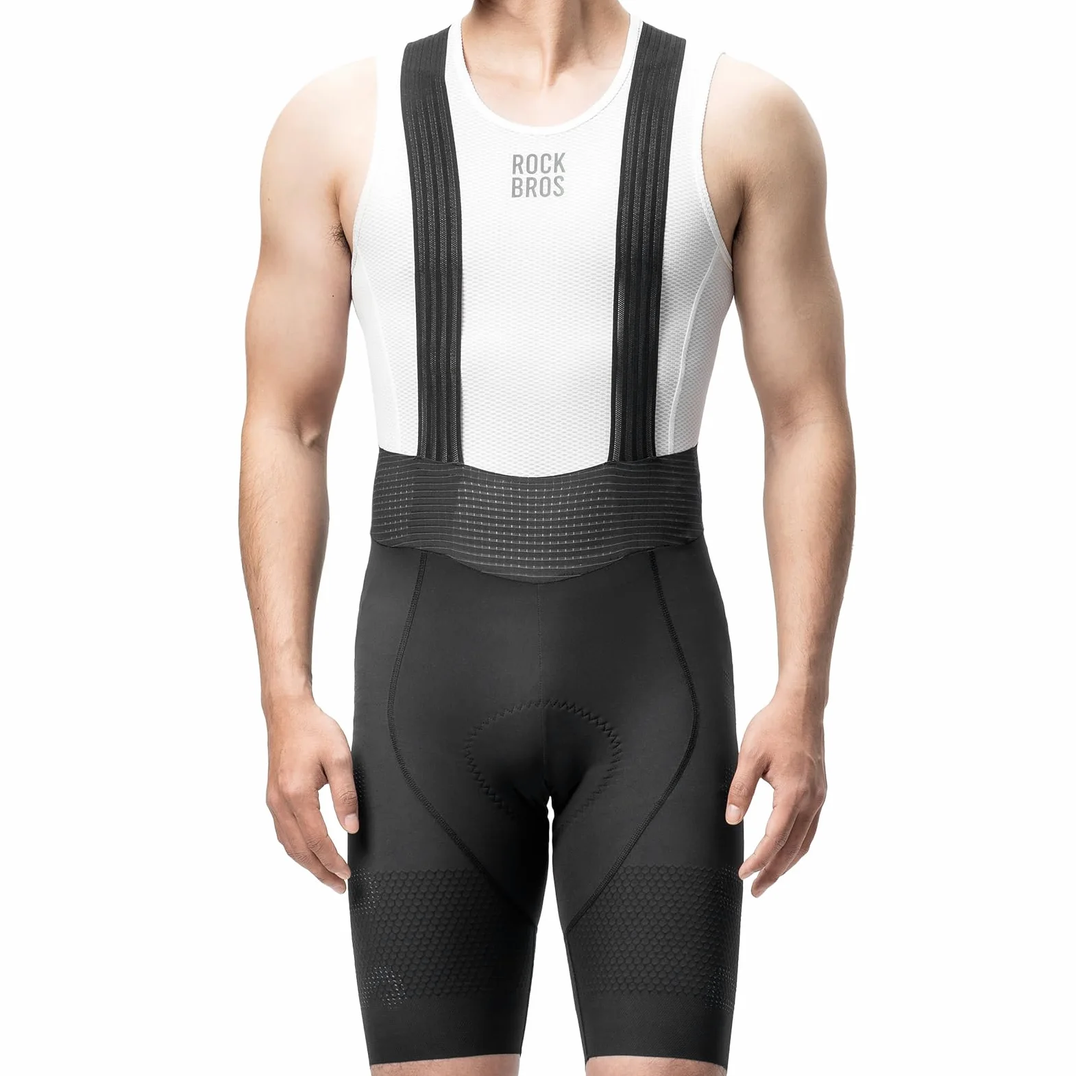 ROCKBROS Letnie męskie spodenki rowerowe z szelkami, oddychające i elastyczne wyściełane ergonomiczne antywibracyjne spodenki rowerowe do rowerów szosowych i MTB