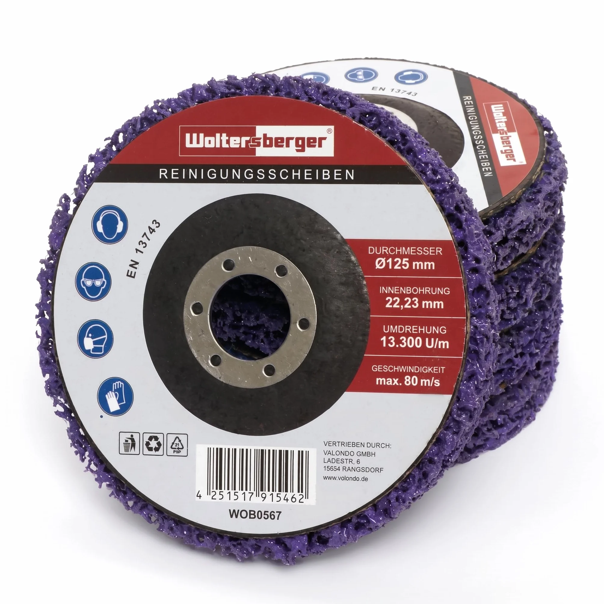 Woltersberger® 5 sztuk dużych tarcz czyszczących o średnicy 125 mm CSD włóknina do czyszczenia CBS nylon liliowy | purpurowy do szlifierek kątowych